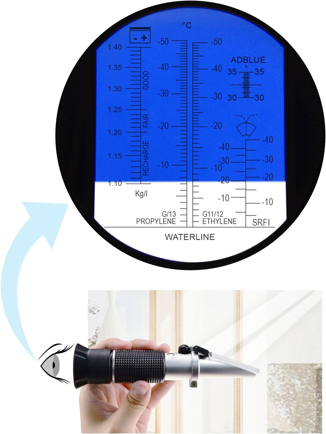 Gain Express 6-In-1 Automotive Car Refractometer ATC for Adblue/Antifreeze/Battery Acid/Windshield Fluid, Coolant Charge Specific Gravity Density Condition image number 4