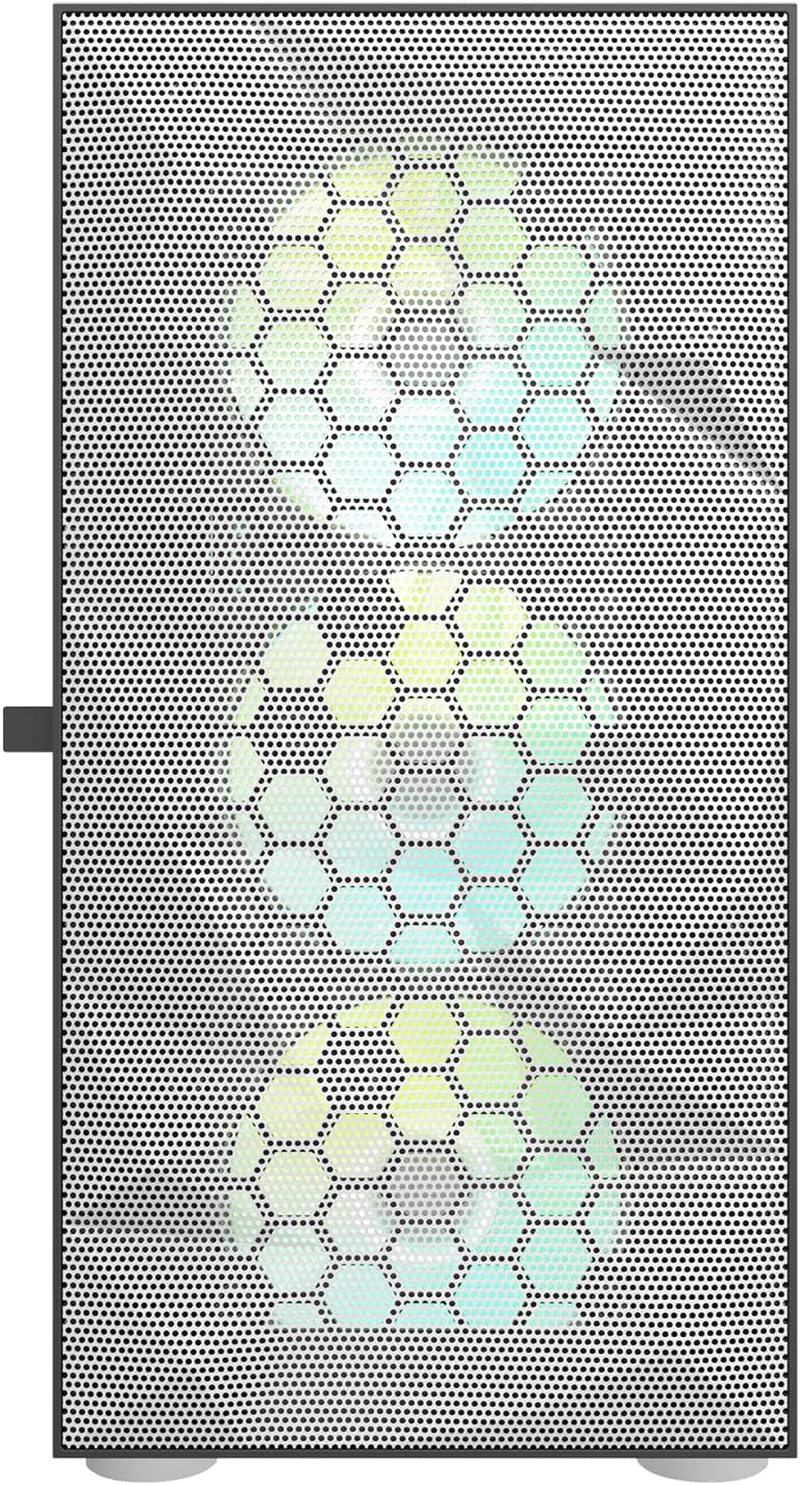 Darkflash DLM21 MESH Micro ATX Mini ITX Tower Microatx White Computer Case with Door Opening Tempered Glass Side Panel & Mesh Front Panel (White)