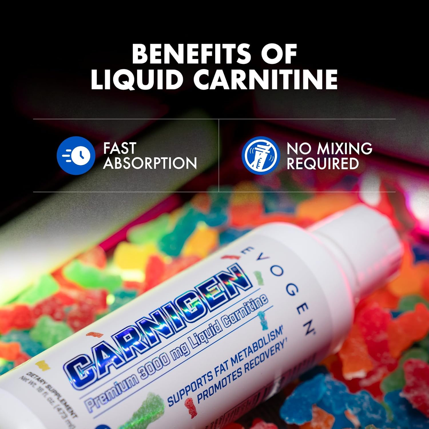 Evo Carnigen Premium Liquid Carnitine 473 Ml, Sour Gummies (31 Servings)