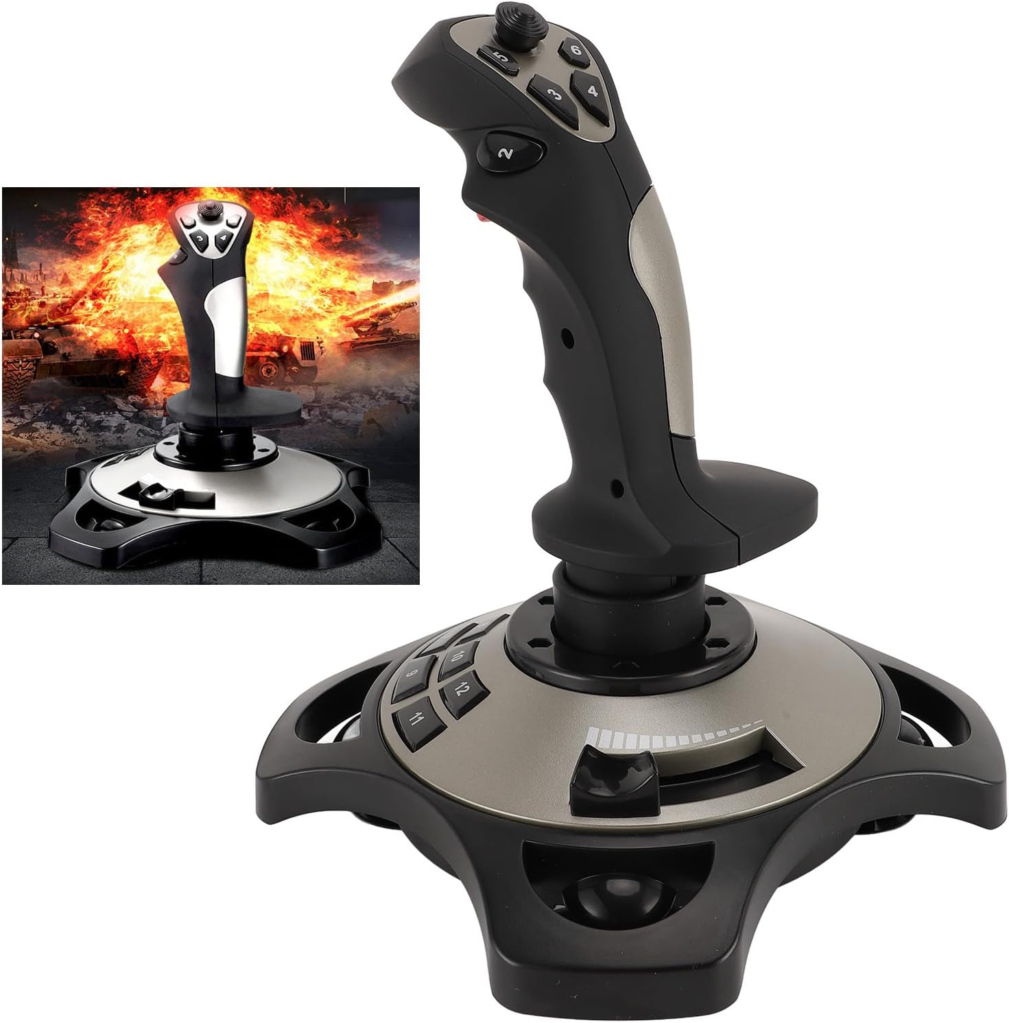 PC Flight Joystick Control, USB Wired Flight Stick with Vibration Function and Throttle Control, Universal Simulation Controller Joystick for Pc/Computer/Laptop, 7/8/10/11 image number 5