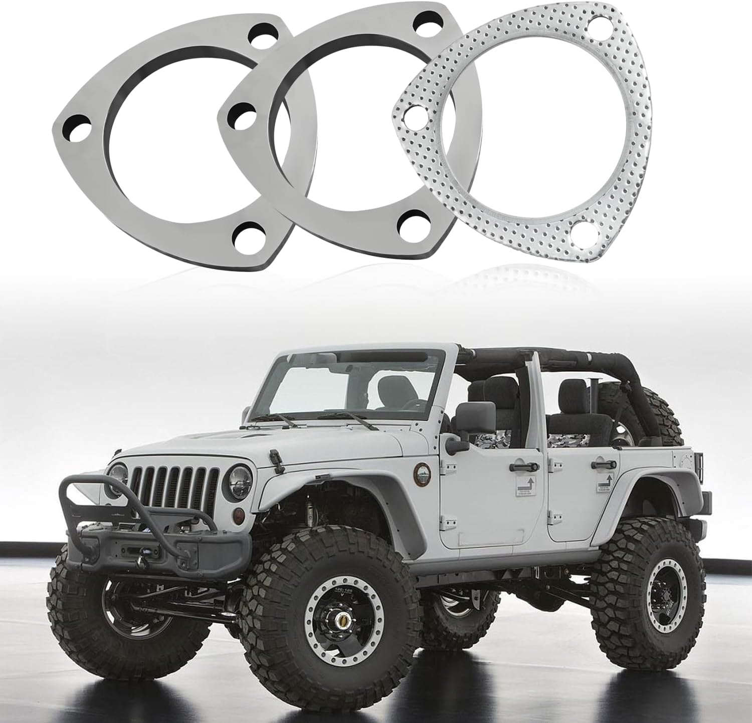 3" Exhaust Flange Gasket with 3 Exhaust Bolts Tool Set,Stainless Steel Exhaust Flange Repair Kit for Securing Exhaust System Component,Durable Car Accessories Exhaust Gaskets Kit (3") image number 2