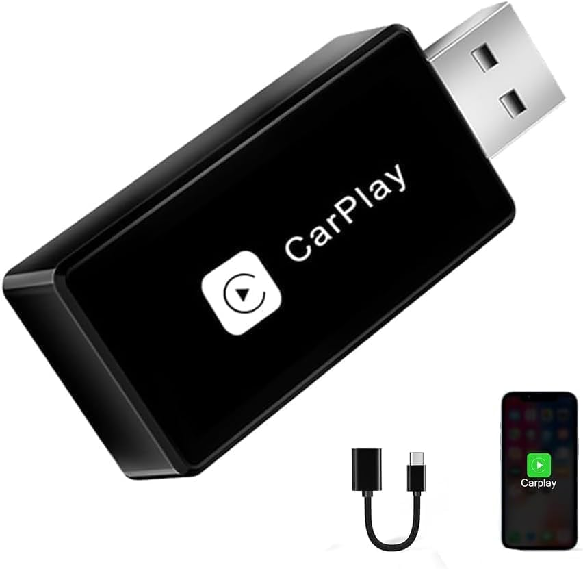 Wireless Carplay Adapter 2-In-1 for Iphone & Android - Plug & Play Mini USB Dongle, 5Ghz Wifi Auto Connect, Stable Bluetooth Connection Fit 98%+ Cars with Upgrade Wired Carplay to Wireless