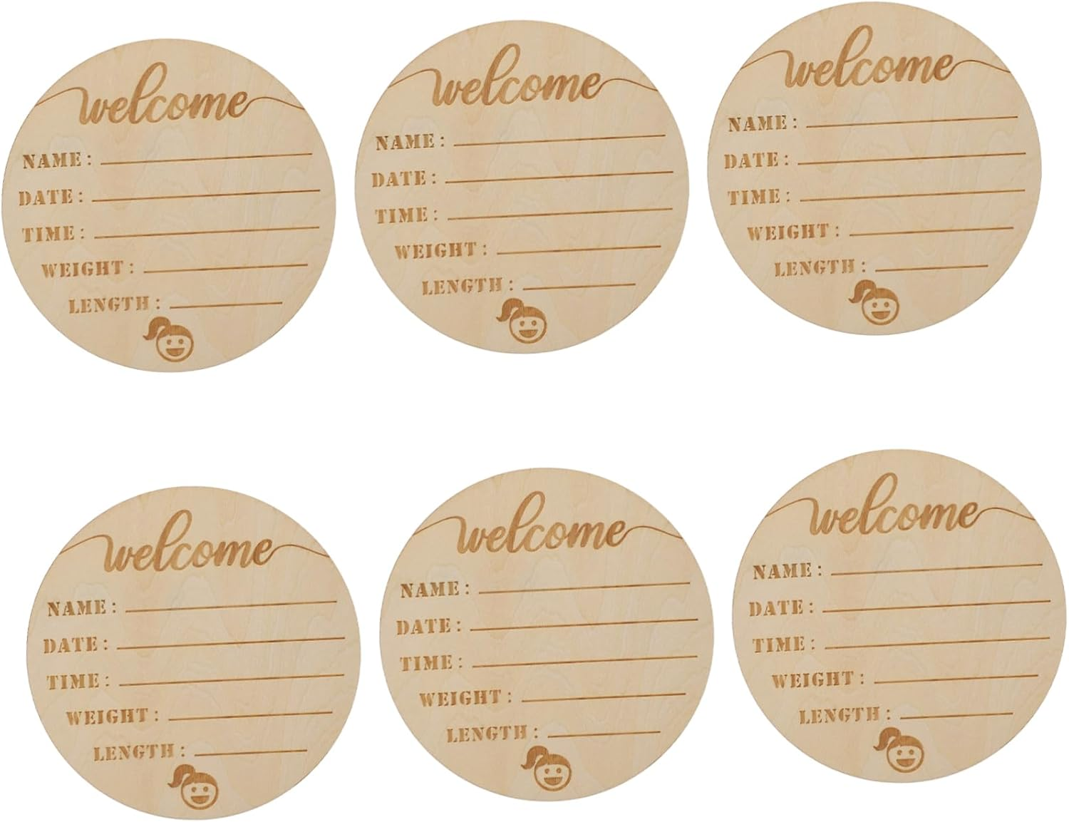 Kisangel 6Pcs Wooden Milestone Signs Photo Props Durable Birth Announcement Cards for Newborn Boys Monthly Keepsake Plaques to Record Growth