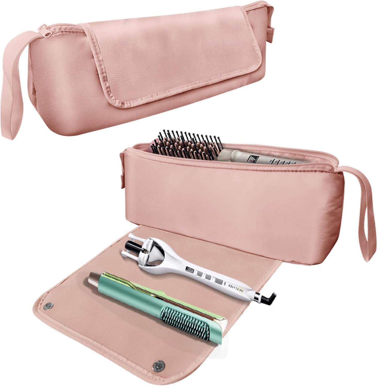 Verderoot 2-In-1 Hair Tools Travel Case &ndash; Large Capacity Heat Resistant Storage Bag for Flat Iron, Curling Iron & Hair Dryer &ndash; Waterproof & Dustproof Organizer for Travel & Home (Pink) image number 5