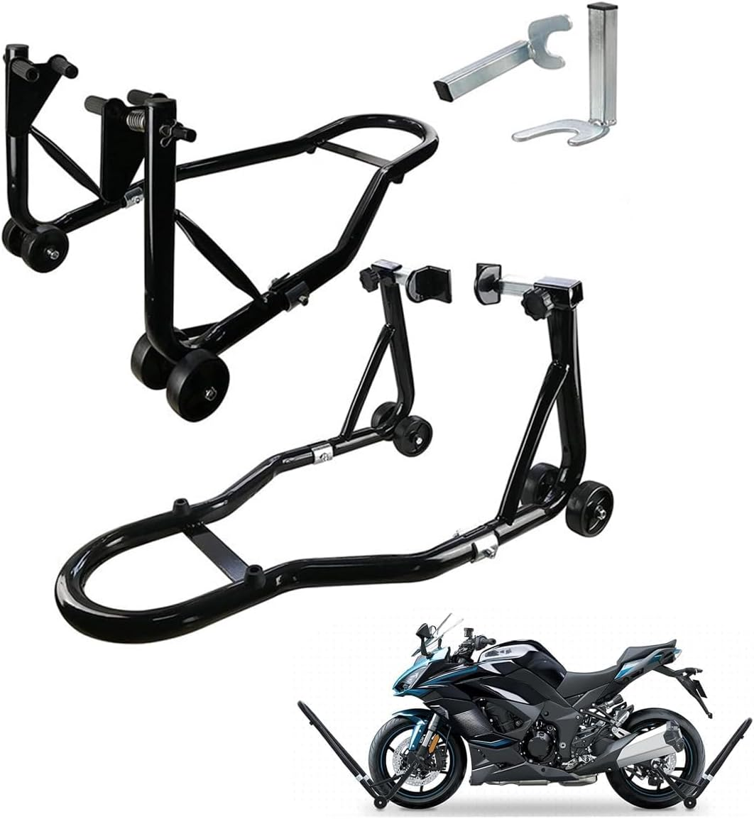 Motorcycle Stand Lift, 850Lbs Front Rear Combo Stand Lift Stand, Front Wheel Fork Stand, Rear U+L Fork Swingarm Spool Stand, Compatible with Most Yamaha Honda Kawasaki Suzuki Motorcycles image number 3