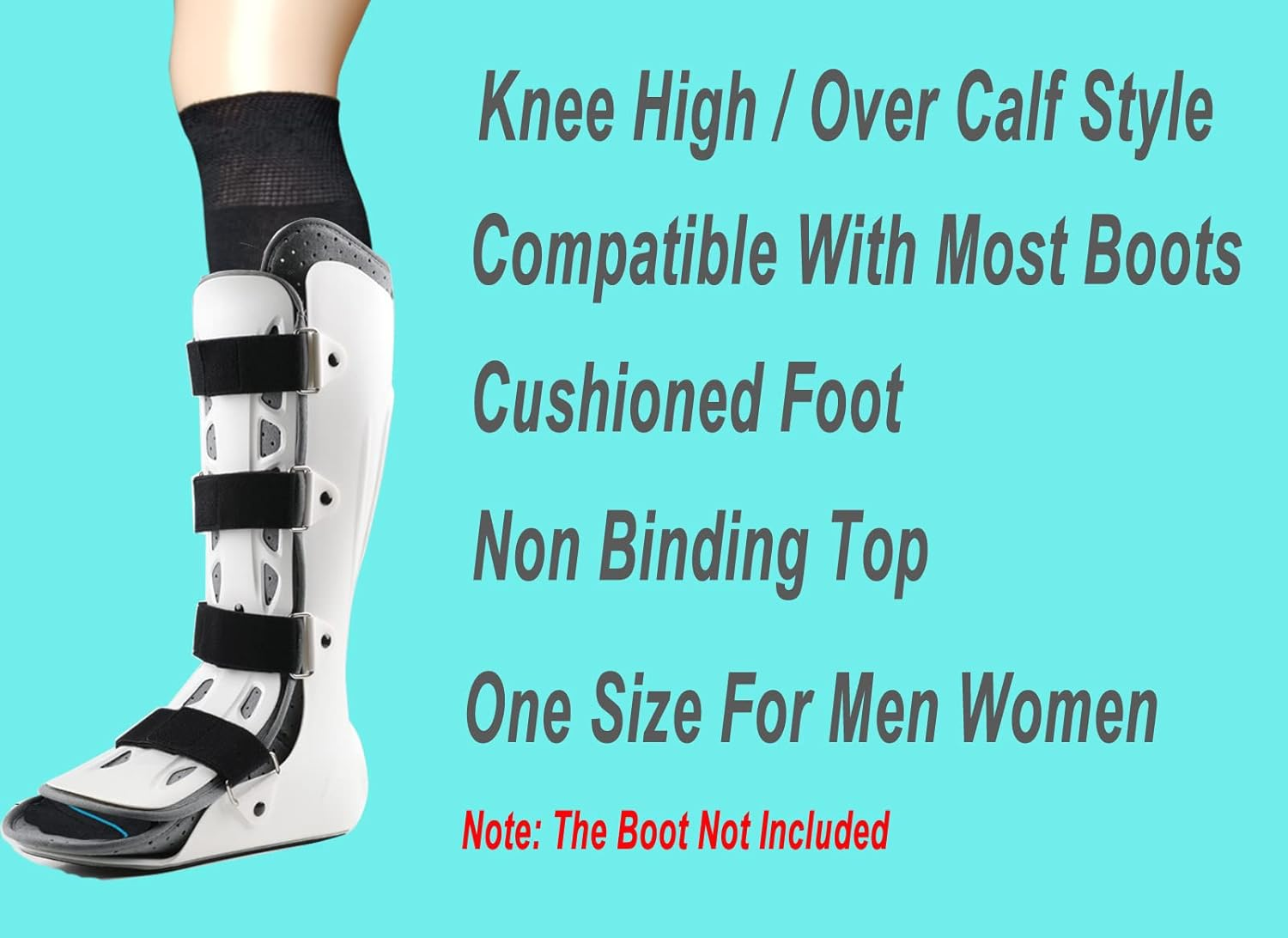 Walking Boot Socks Replacement Sock Liner for Orthopedic Walker Brace,Tube Socks under Air Cam Walkers and Fracture Boot Cast Surgical Leg Cover Black 4 Pair image number 3