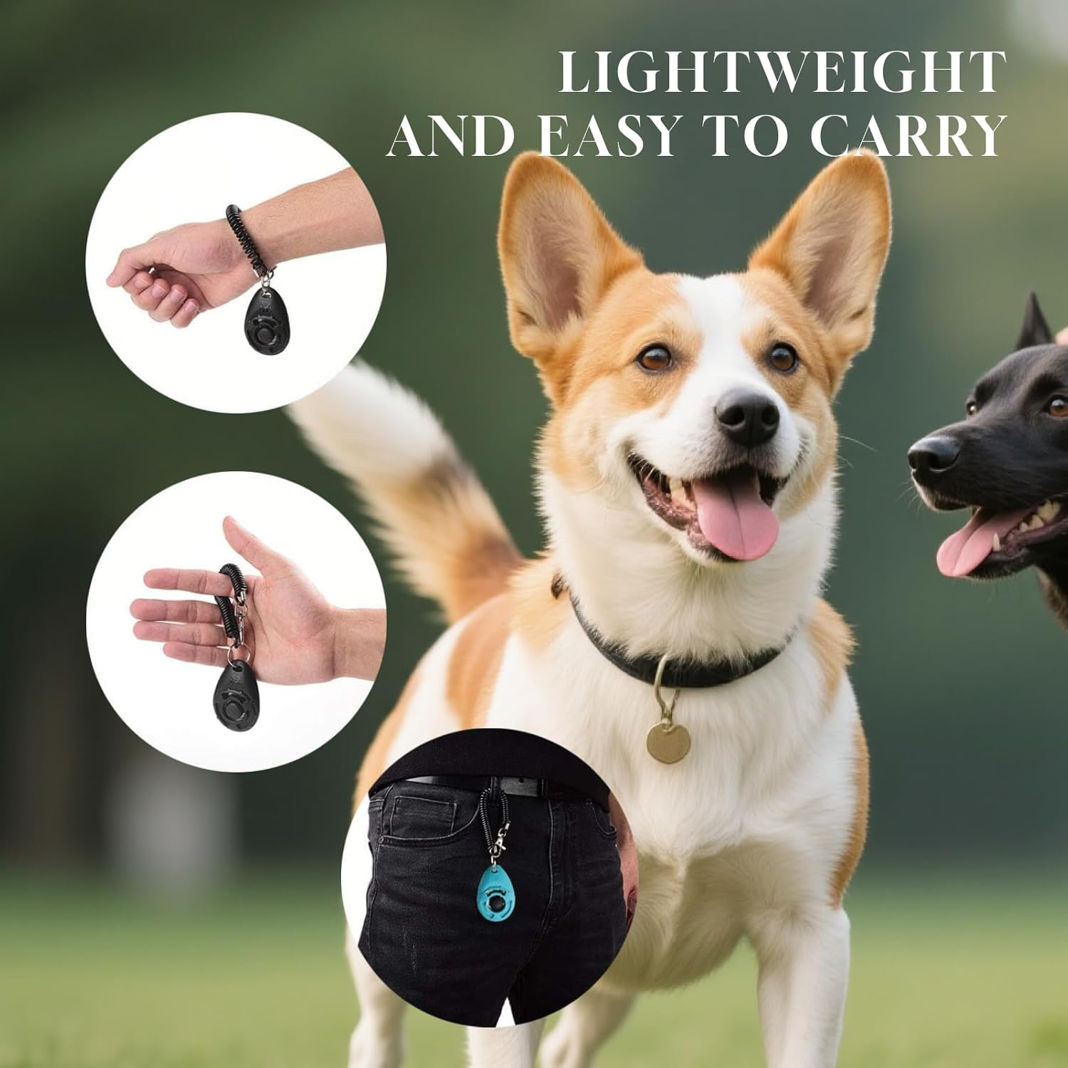 2 Pack Dog Training Clicker with Wrist Strap Professional Pet Clicker for Obedience, Trick Training Behavior Correction Loud Metal Clickers Black Blue image number 3