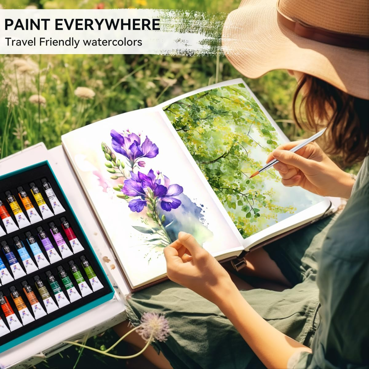 Meiliang Watercolor Paint Set 36 Vibrant Colors 5Ml / 0.17 Fl Oz Tubes, Watercolor Tubes with Great Value, Water Color Paints Art Supplies for Adults, Artists & Beginners image number 6