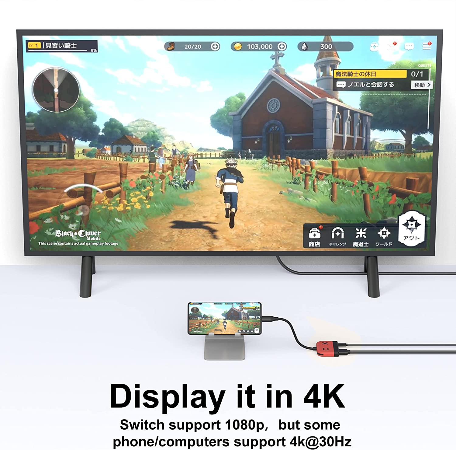 Switch Dock,Protable Nintendo Switch TV Dock,4K HDMI TV Adapter with USB3.0,65W PD Charging,Compatible with Nintendo Switch Steam Deck Macbook Pro/Air Samsung and More image number 2