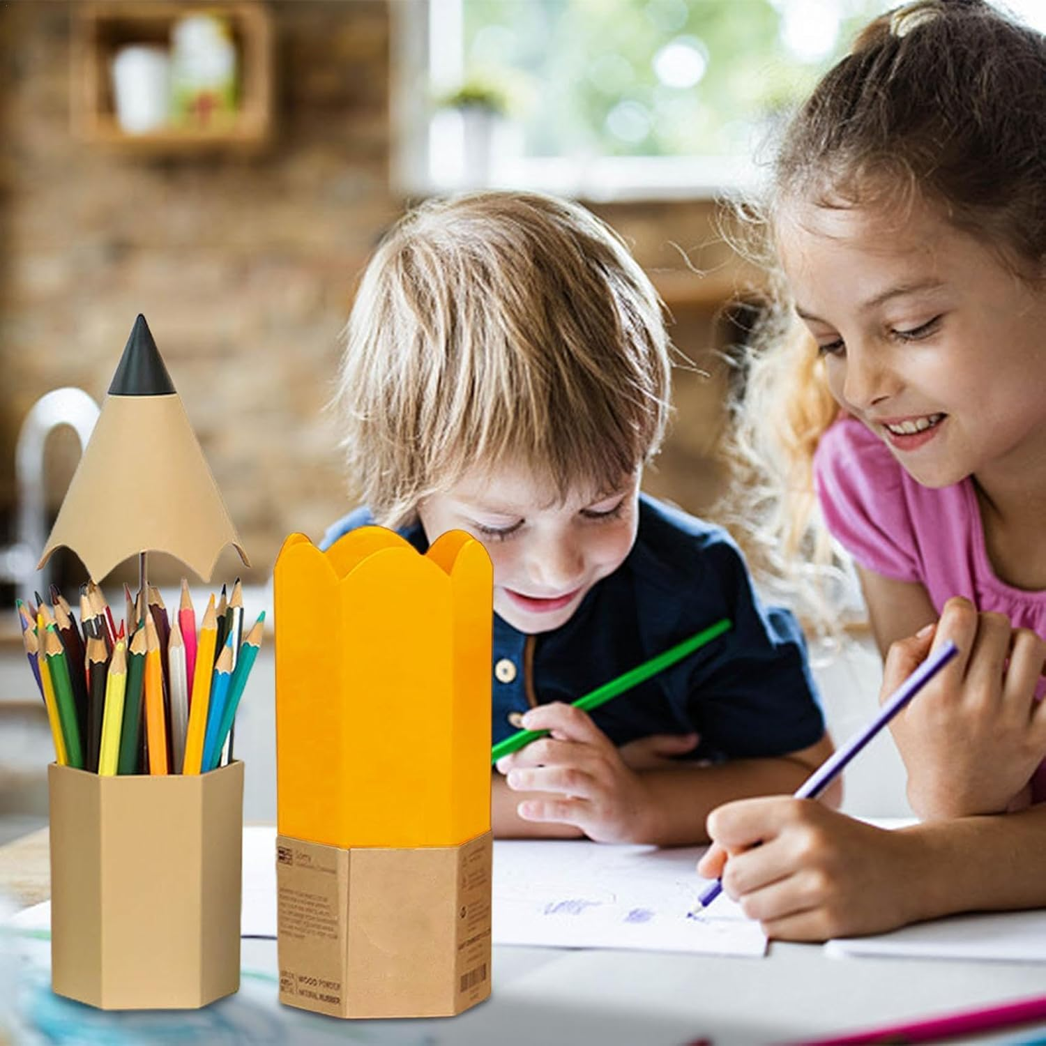 Opilroyn Pencil Holder - Pen Shaped Pencil Dispenser, Office Accessories Pencil Dispenser, Stylish Pen Holder | Creative Pen Dispenser with Dustproof Lid image number 1