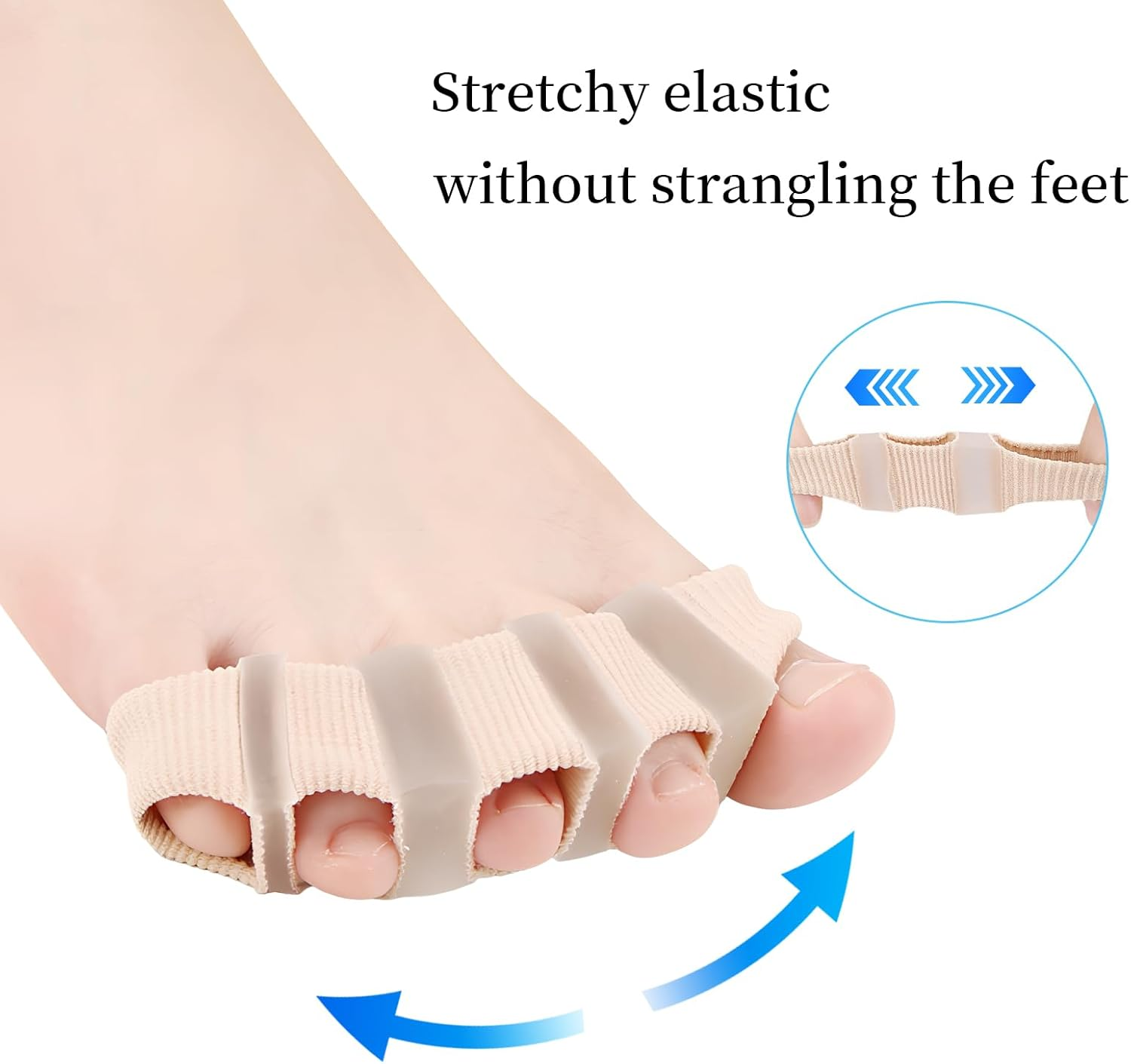 2 Pcs Gel Toe Separator, Tube Bandages, Silicone Toe Stretcher, Hallux Valgus Correction, Gel Big Toe Spacer with 5 Loops, Double Hole Toe Orthosis for Bunion Pain and Overlapping Toes, Women and Men (5 Toes * 2) image number 2