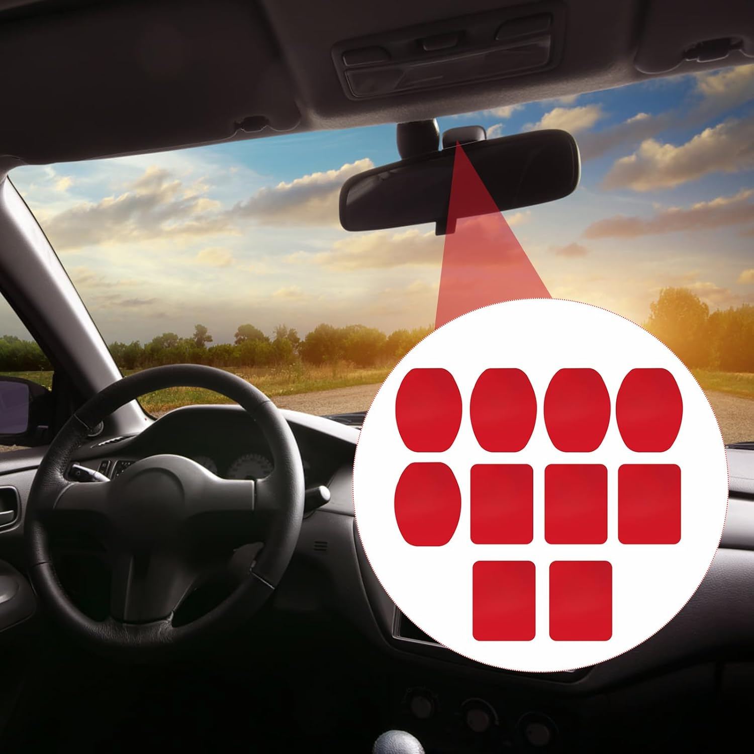 10 Pack Sticky Adhesive Pad Replacement, Double Sided Dash Cam Stickers for Cars Compatible with G O P R O H E R O Action Camera or Dashcam (5 X Flat, 5 X Curved) image number 6