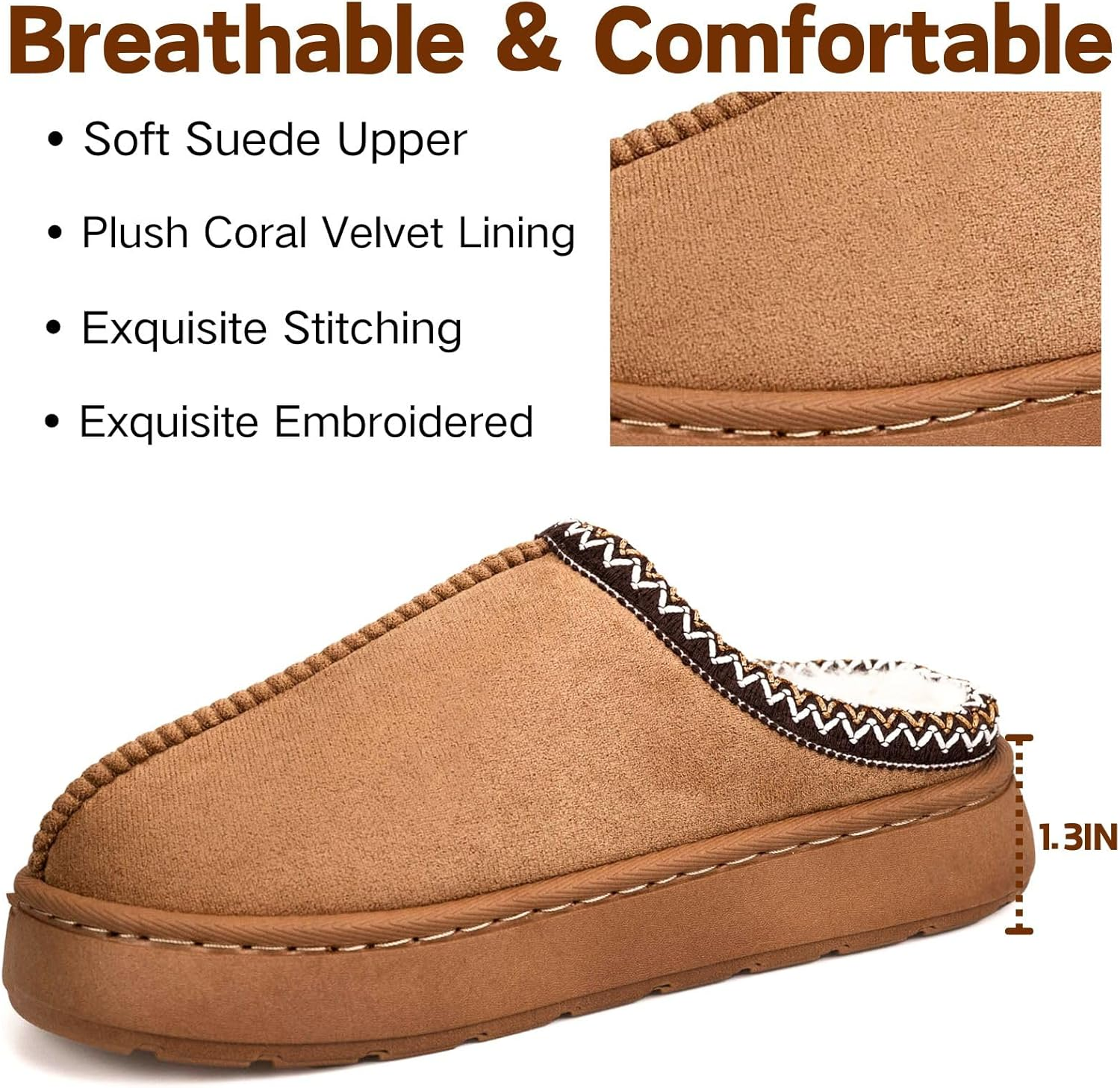 Thick-Soled Fuzzy Slippers for Women & Men - Cozy Platform House Shoes with Anti-Slip Sole, Warm Plush Lined Indoor Outdoor Short Ankle Slippers image number 4