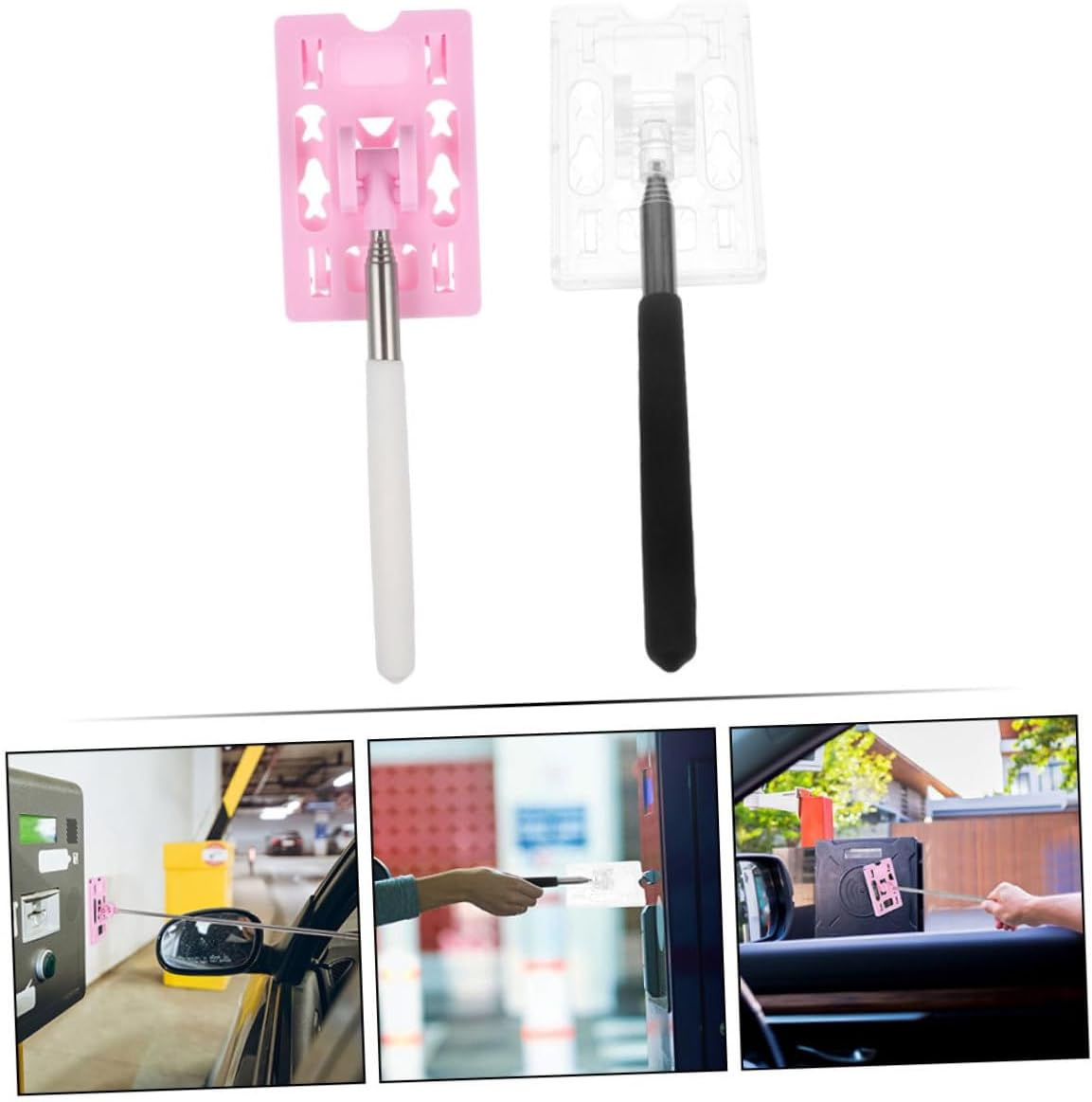 SUPVOX 2Pcs Car Supplies Car Card Toll Stick Payment Holder Toll Tag Holder for Car Garage Parking Aid Parking Card Holder Stick Parking Garage Card Holder the Sign Telescopic Abs image number 4