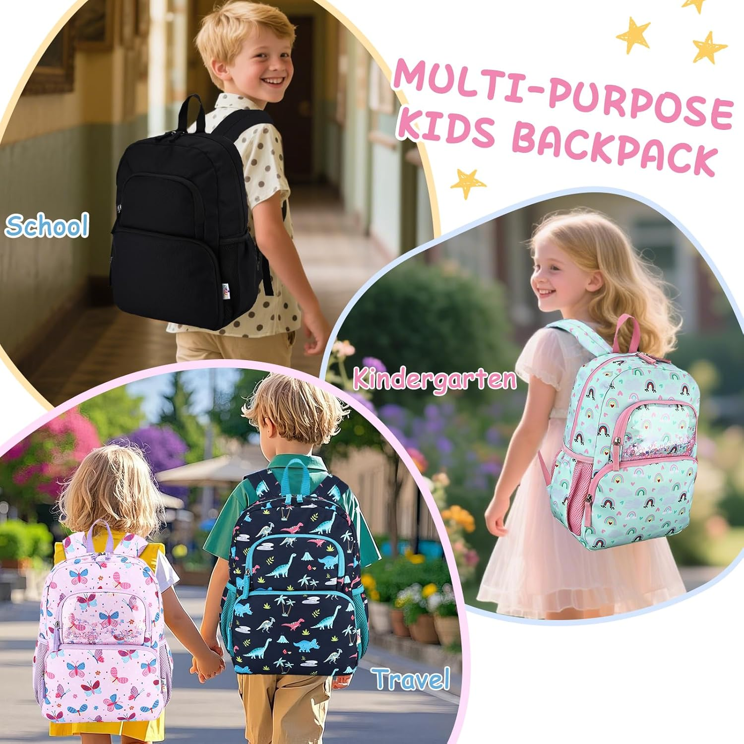 RAVUO Toddler Backpack for Girls Boys,Cute Kids Backpacks for Ages 3-6 Lightweight Bookbag W Chest Strap for Kindergarten Daycare Preschool Travel image number 4