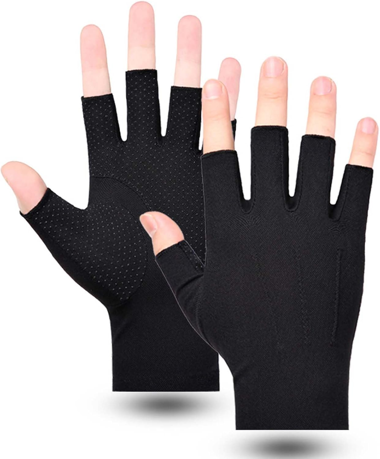 Half Finger Driving Glovs for Men Women, Riding Touch Screen Gloves Cycling Golf Fishing Fingerless Mitten for Outdoor Sports, Black image number 4