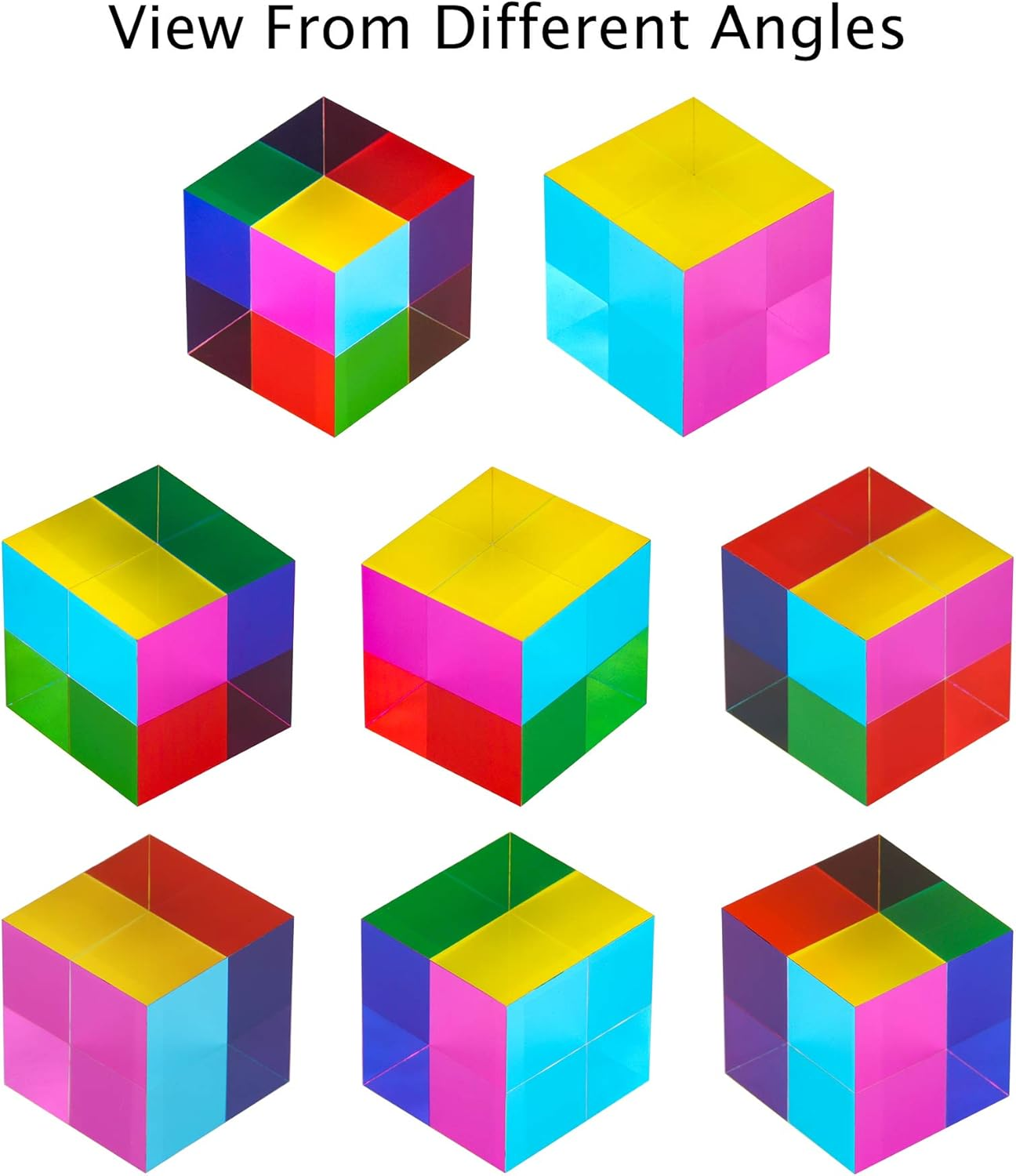 CMY Mixing Colour Cube, 50Mm (2 Inch) Acrylic Cube Prism, Cmycube for Home or Office D&eacute;cor, STEM/STEAM Desktop Toys, Science Learning Educational Kids image number 3