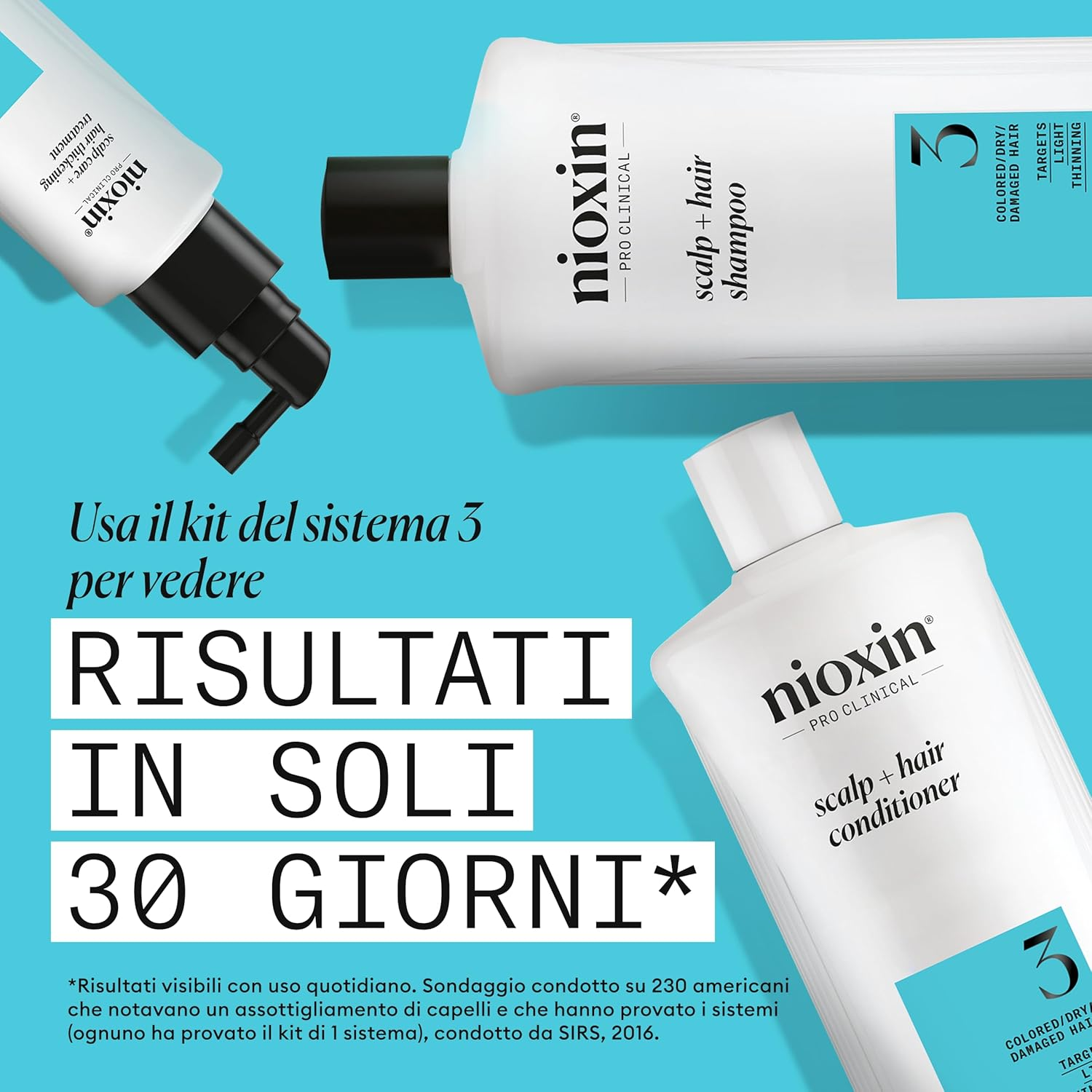 Nioxin System 3 Scalp plus Hair Thickening Shampoo for Damaged Hair with Light Thinning, 1000 Ml image number 6