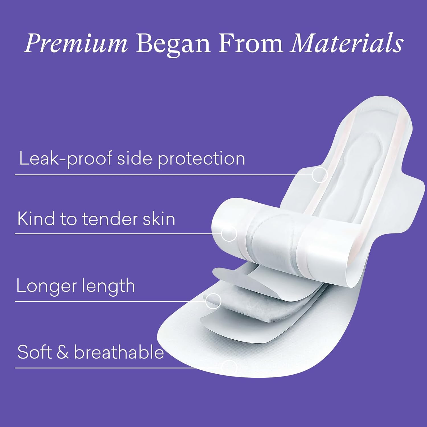 Purcomfy Premium Postpartum Pads with Wings Extra Long Maternity Pads Large Maximum Absorbency Post-Partum Incontinence Pads Ultra Soft Heavy Flow Secure Leak Protection after Birth Pads, 24 Count image number 3