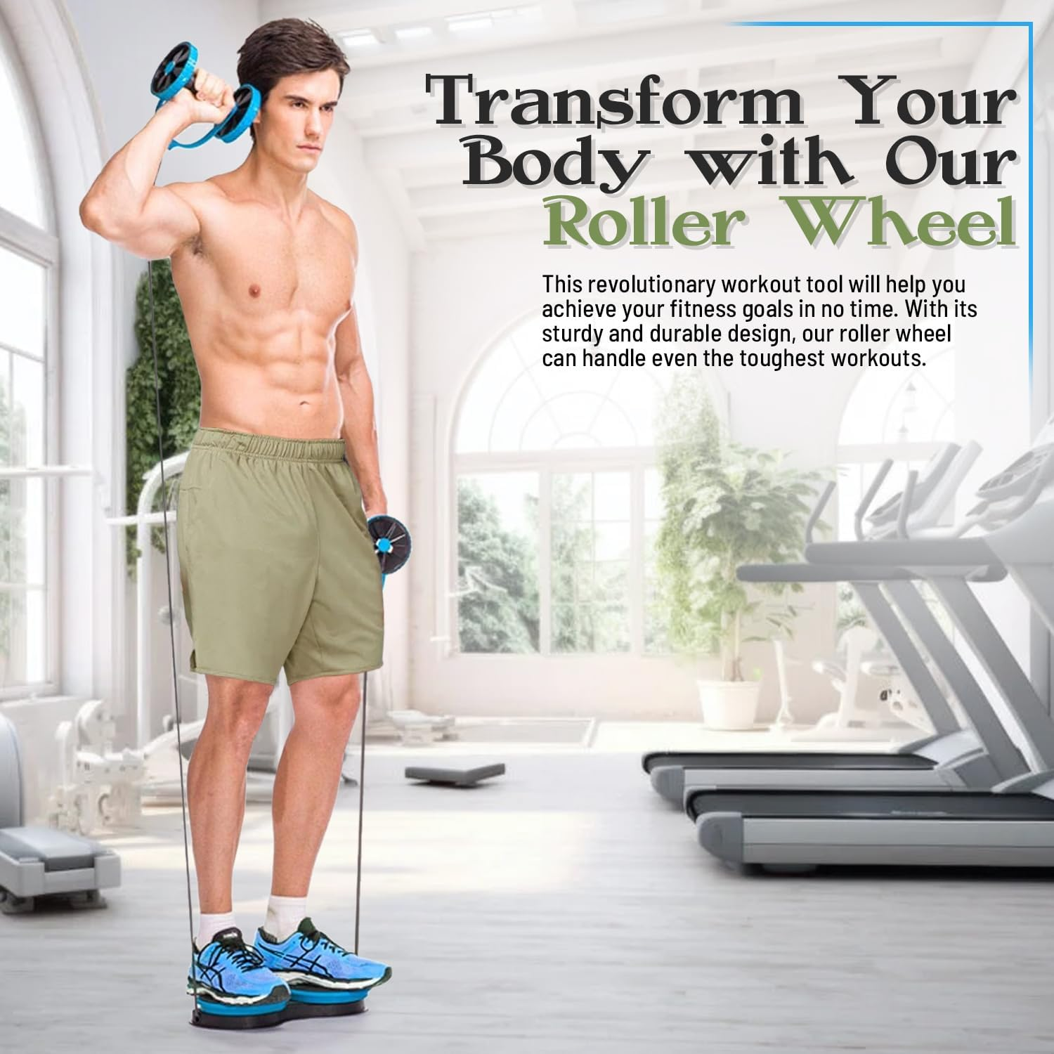 Ultimate 360&deg; Ab Roller Wheel - Total Core Workout, Sculpt & Strengthen Abs, Waist, Arms, Shoulders & Legs - Durable & Safe - Ideal for Home Gym - Blue image number 7