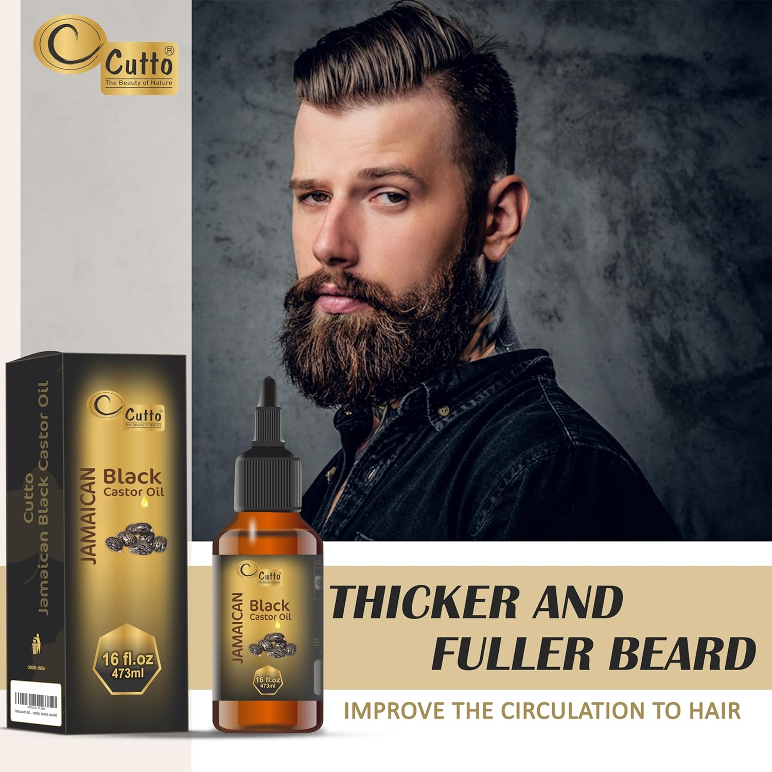 CUTTO -THE BEAUTY of NATURE Organic Jamaican Black Castor Oil (473 Ml),Traditional Handmade with Typical and Traditional Roasted Castor Beans Smell. image number 4