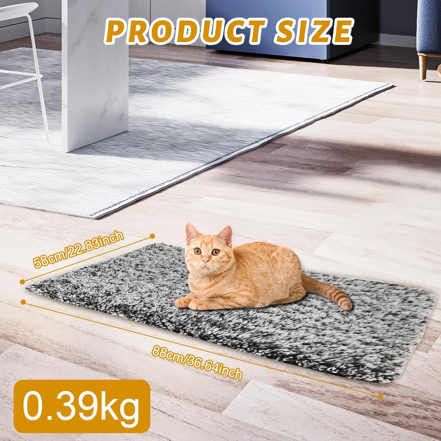 Self-Heating Blanket for Cats and Dogs: Cat Bed Self-Heating Blanket Cat Washable Removable Dog Blanket Fluffy Heat Blanket without Electricity Self-Warming for Cats and Small Dogs (58 X 88 Cm) image number 3