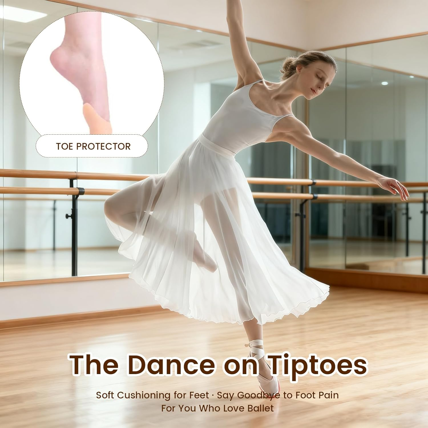 4 Pairs Silicone Gel Toe Protectors Ballet Lace Protectors - Soft Gel Pads for Pointe Shoes, Breathable, Reusable, for Dance, Ballet and Weddings - Protective and Comfortable image number 2