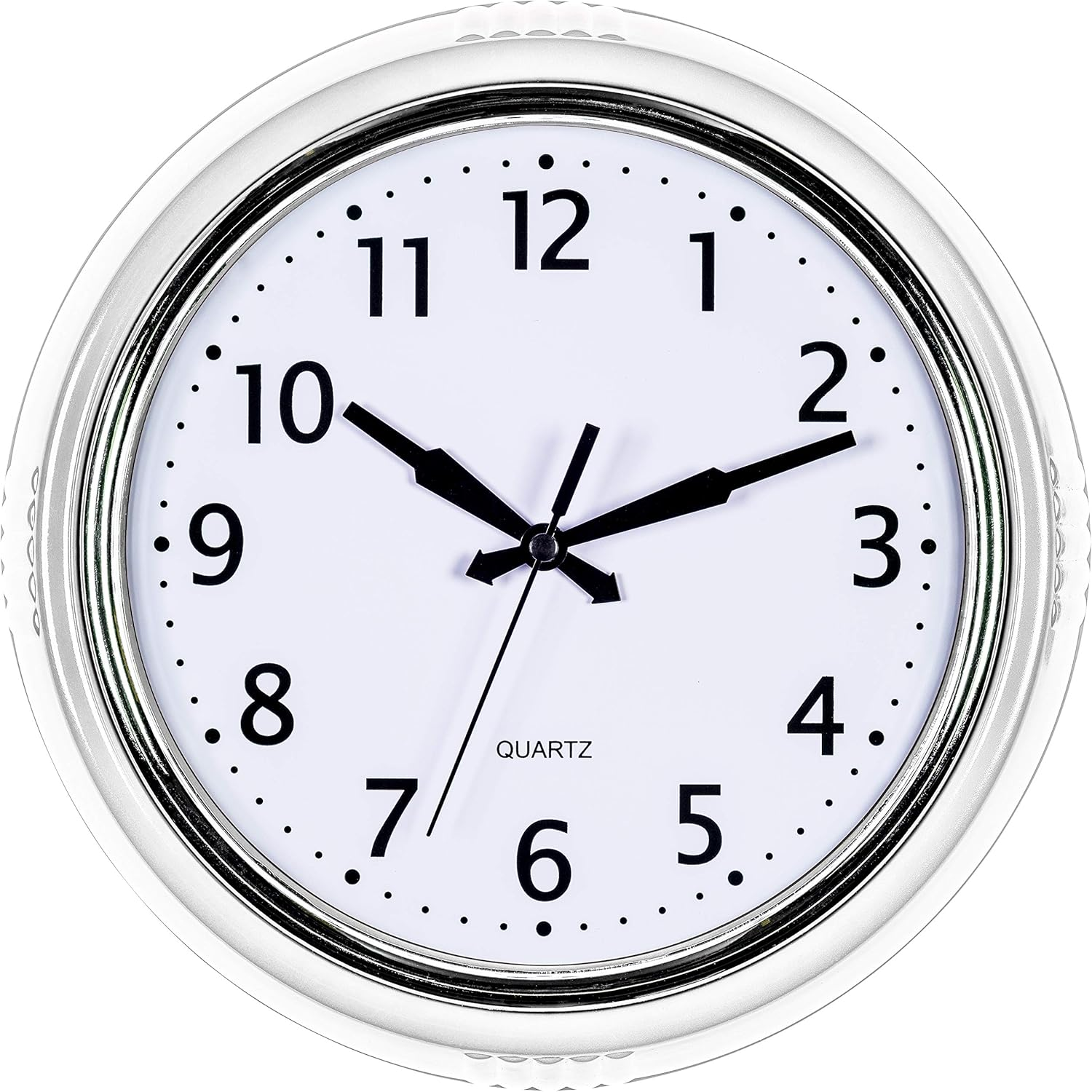 Bernhard Products Retro Wall Clock 9.5 Inch White Kitchen 50'S Vintage Design round Silent Non-Ticking Quality Quartz Clock for Home Office Nursery Bathroom Classroom Easy to Read (White) image number 1