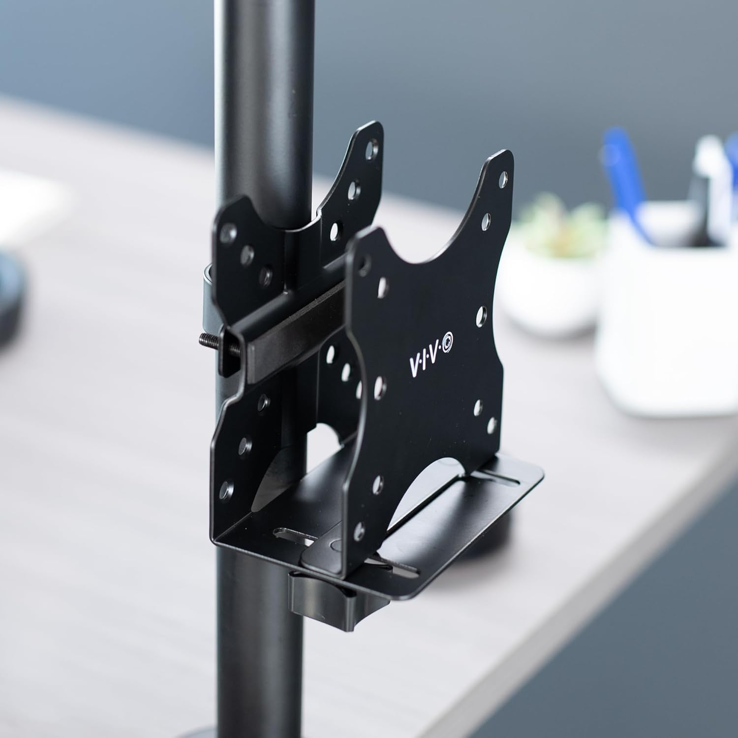 VIVO Adjustable Thin Client Mini PC Mount Bracket, CPU VESA under Desk and Monitor Arm Computer Holder, Black, MOUNT-PC05C image number 3