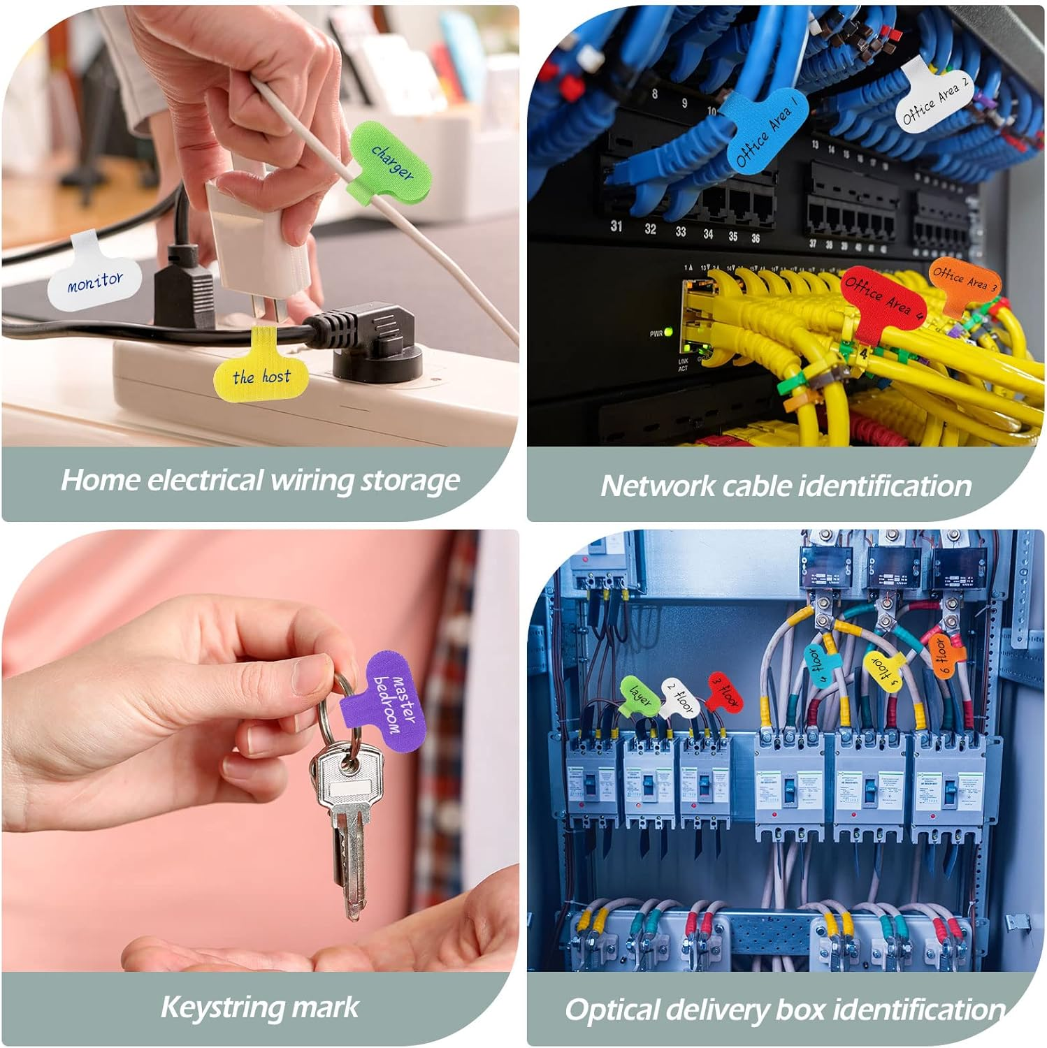 Geeric 40 Pieces Multi-Color Cord Labels, Write on Oval Cable Tags Hook and Loop Wire Tags for Cable Management Organizer, Electronics, Computers and More image number 2