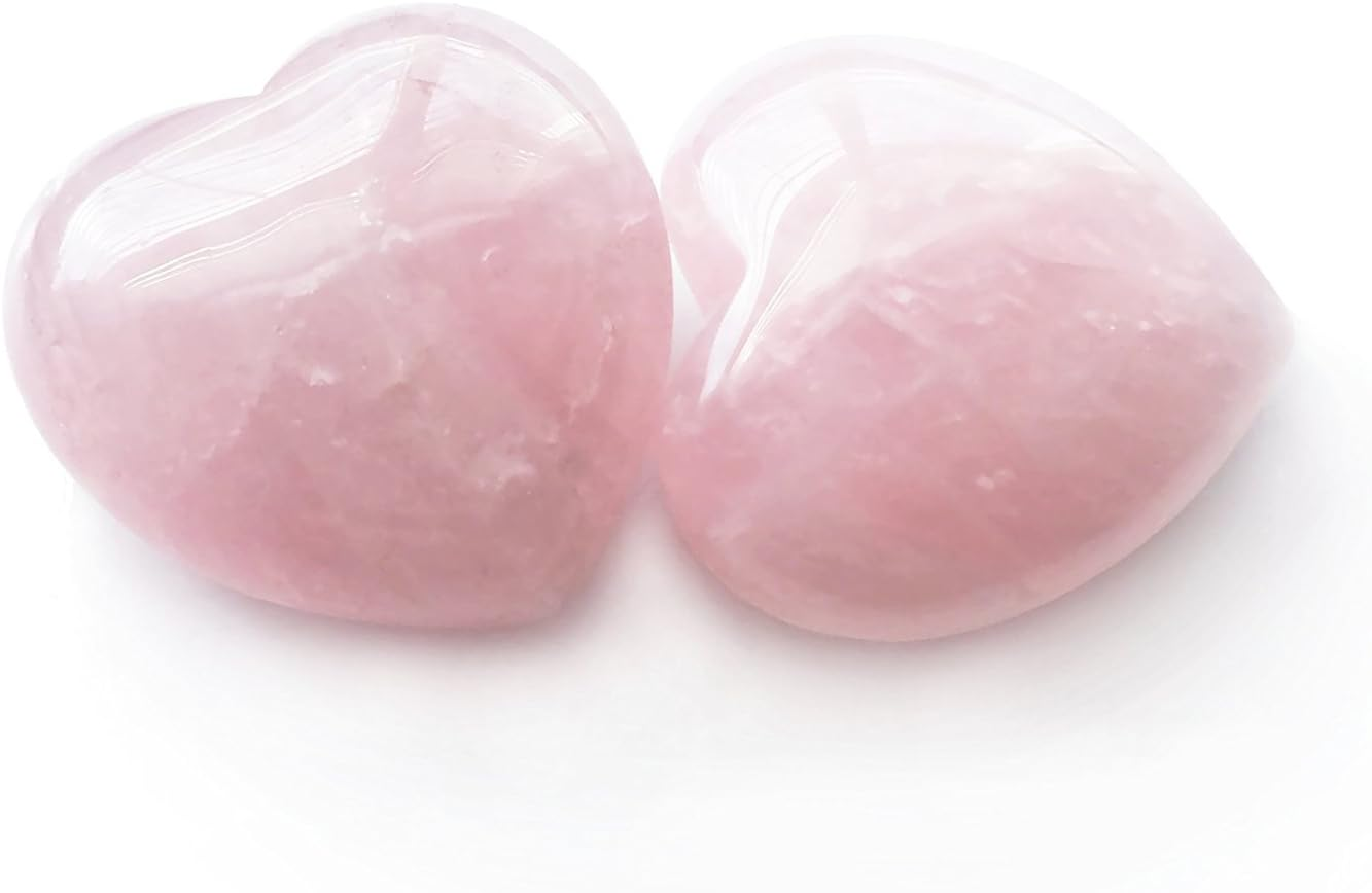 Puffy Heart Hand-Carved of 100% Natural Crystal Stones for Chakra Energy Healing, Meditaion, Massage and Decoration (Set of 2 Rose Quartz) image number 4