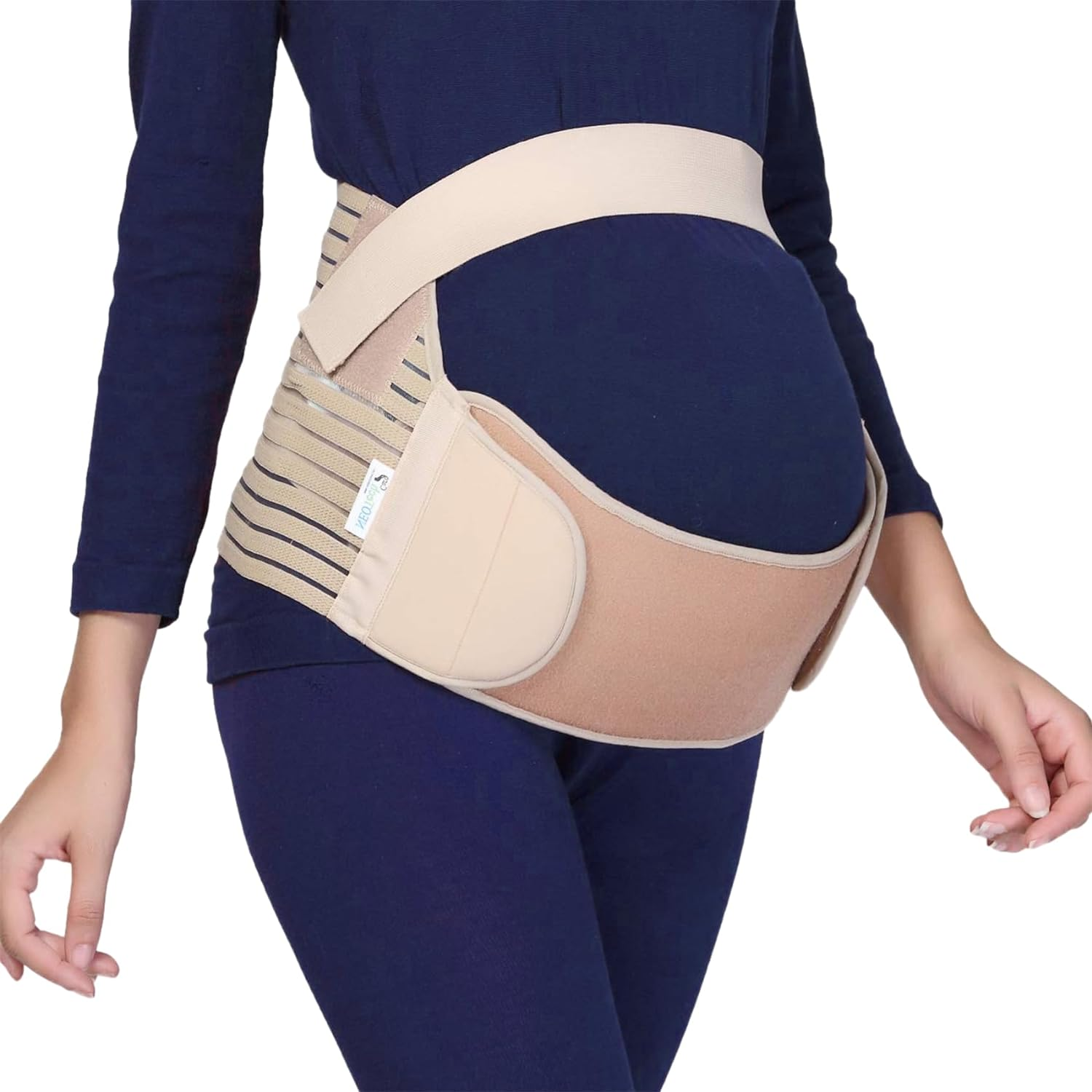 Pregnancy Belly Support Band, Breathable & Adjustable Maternity Support Belt, Strip Full Surrounding Pregnancy Support Belt for Pregnant Women to Support Pelvic/Waist/Abdomen (M) image number 3