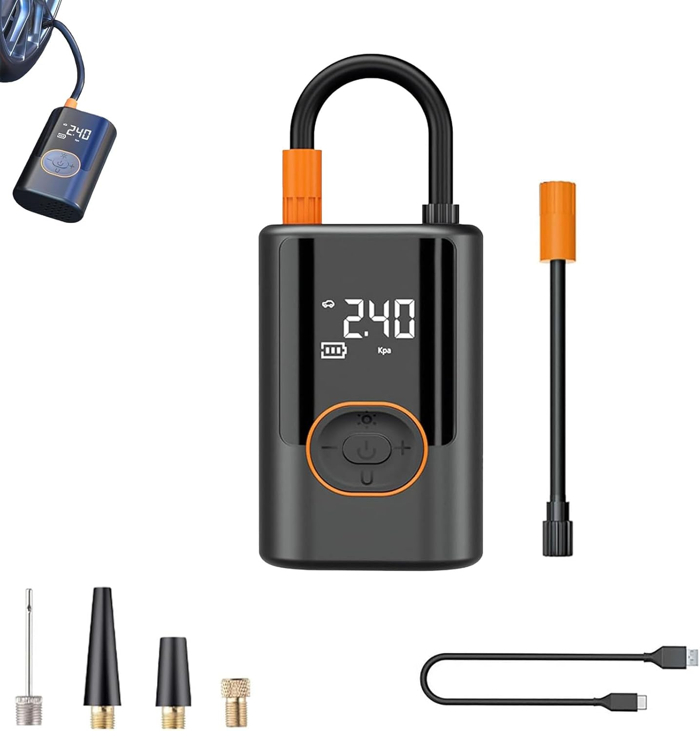 Aircore S1 &ndash; Smart Portable Tire Inflator | Wireless Wired Power Bank, 150 Psi Air Pump, Portable Mini Air Pump Suitbable for Car, Motorcycle, with USB Power Bank & Led Light