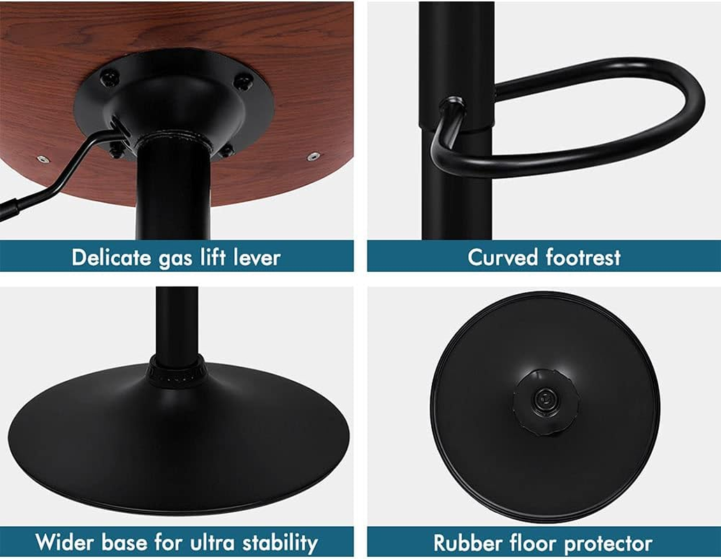 ALFORDSON 1X Bar Stool Adjustable Kitchen Stool Joan Swivel Counter Barstool Dining Chair Home Bar Furniture in 61-82Cm Seat Height with Floor Protector for Dining Room All Black image number 6