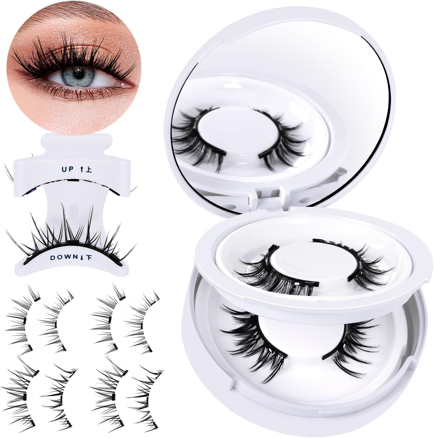 B&Qaugen Magnetic Eyelashes Manga Lashes 2 Pair Lashes Natural Look (CX01) - Clear Band - Cruelty Free - Synthetic Hair image number 4