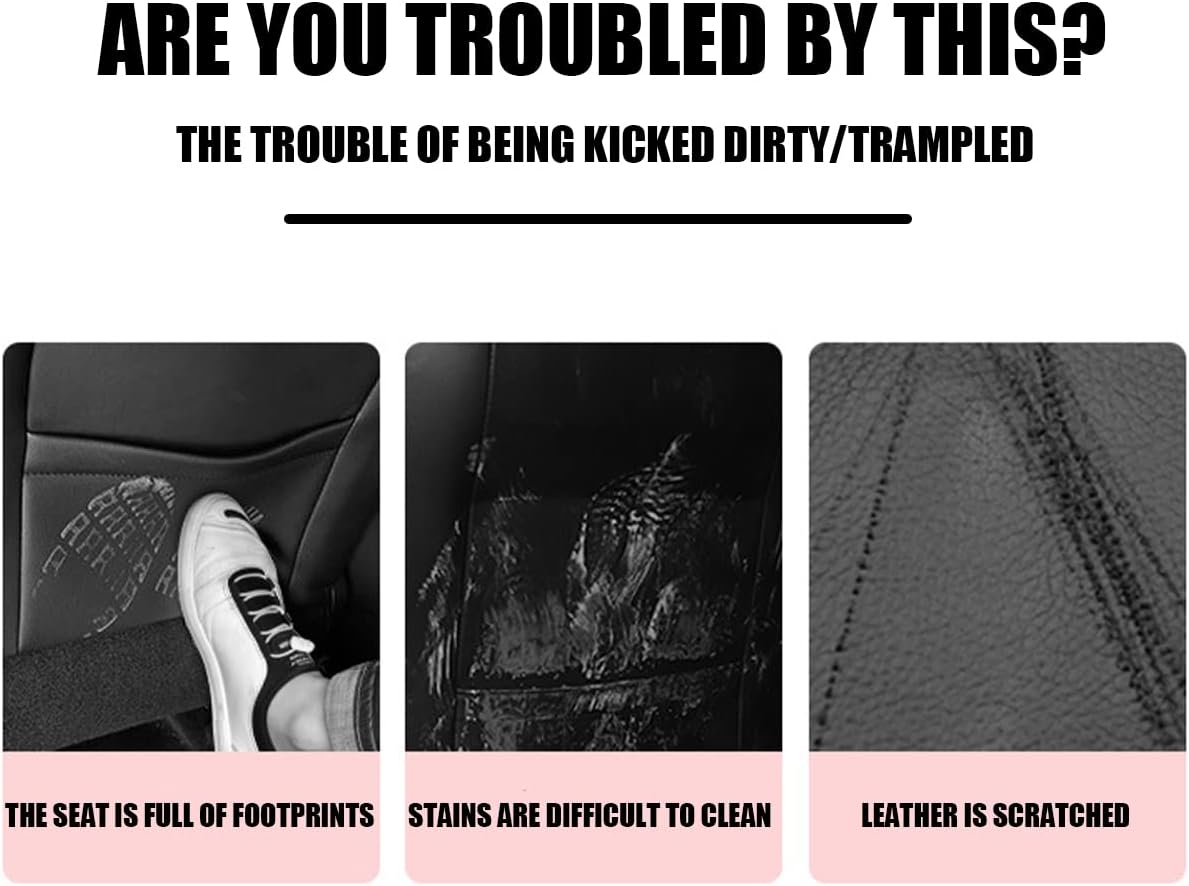 Zipelo 2Pcs Car Kick Mats, PVC Backseat Protector Cover Pad with Storage Bag, Seat Pad Cover for Kids Feet, Waterproof Guard Prevent Dirt and Trampling, Auto Interior Accessories (Black) image number 2