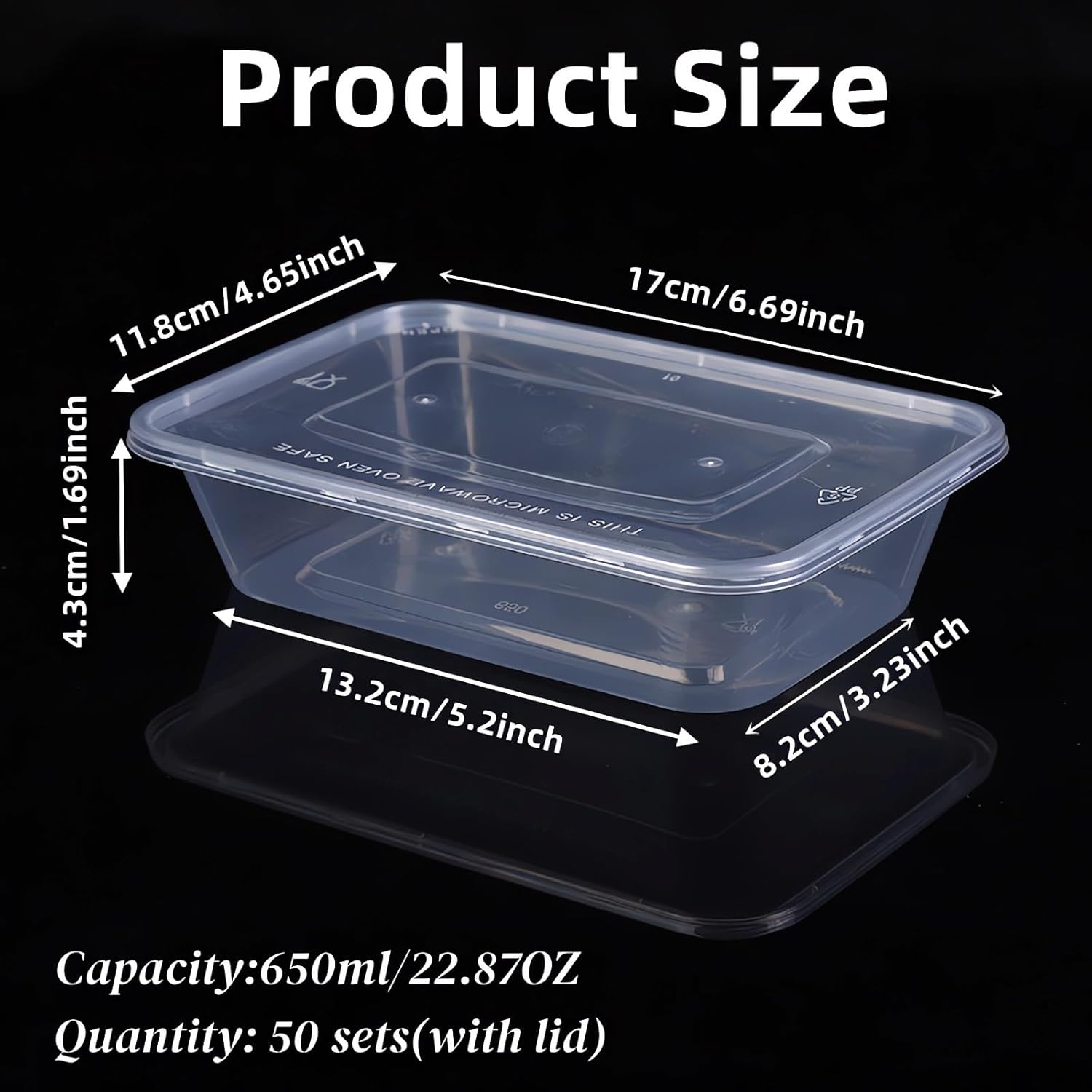 650Ml Takeaway Container with Lids,Bpa Free,Can Be Refrigerated and Microwaved Sealed and Leak-Proof, It Is Utilized for Restaurant Takeout, Picnic, Fruit and Snack Takeout（50 Set） image number 4