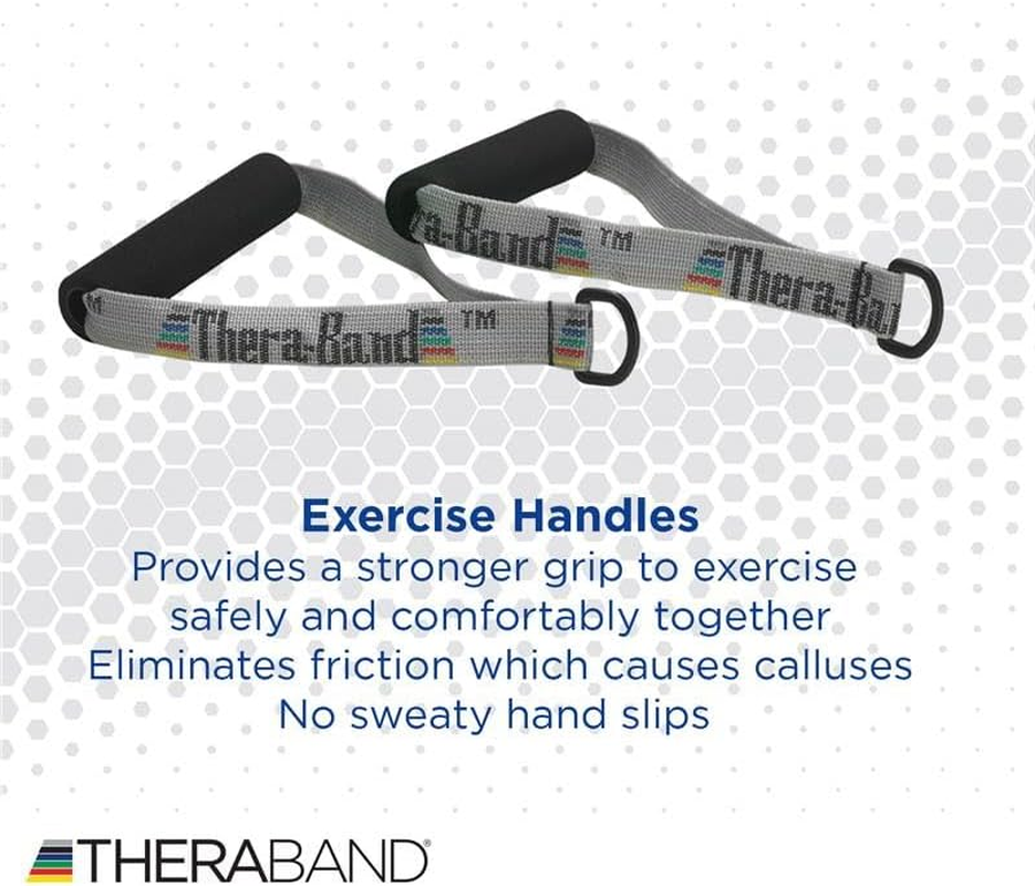 Theraband Resistance Band Handles, Attachments for Resistance Bands and Tubing, Pair of Foam Grip Pull Handles for Lower and Upper Body Exercises, Pilates, Yoga, Home Workouts without Weights