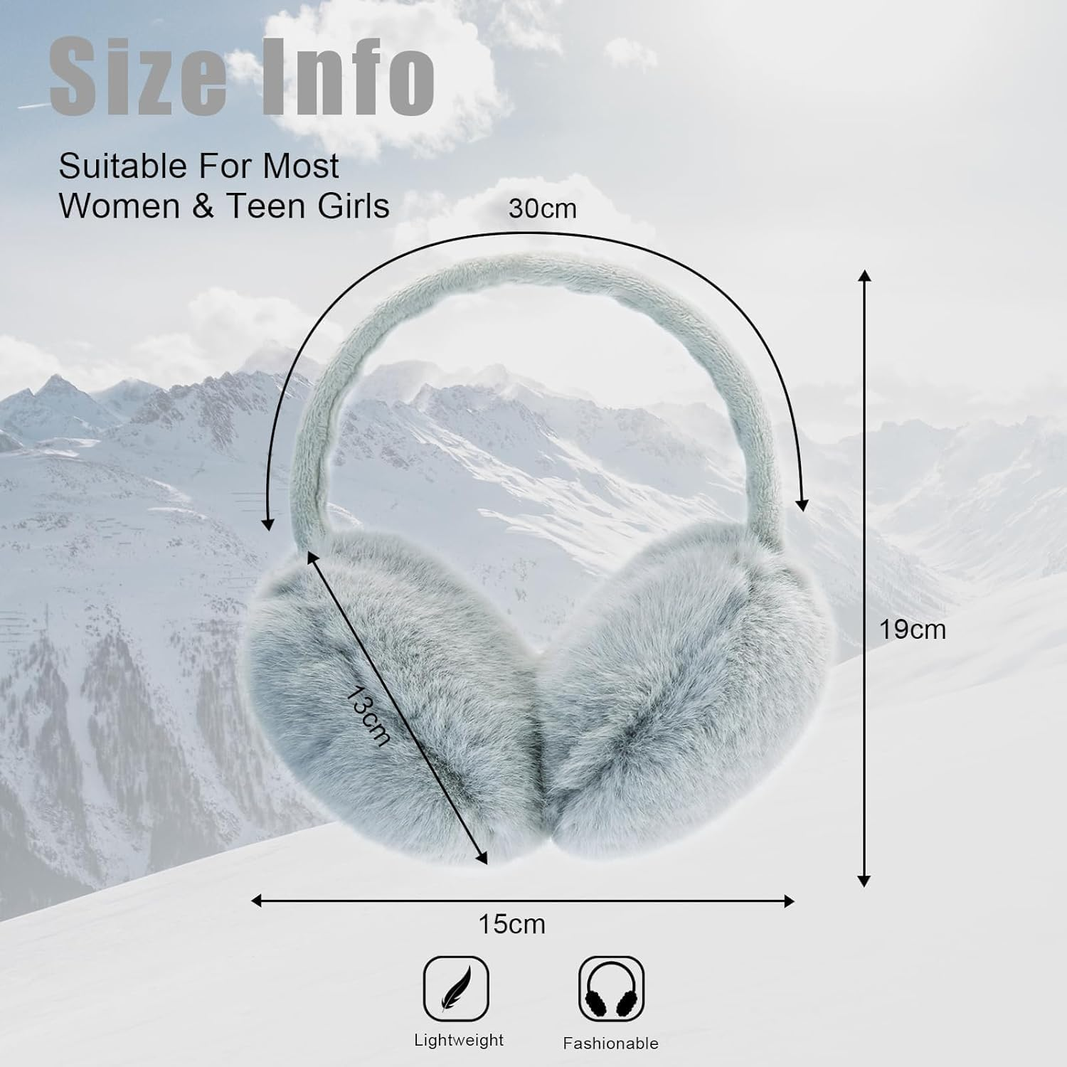 Wabmipe Winter Earmuffs Made of Artificial Fur, Warm and Cute. Fluffy and Foldable. Outdoor Skiing. Ear Warmers for Women and Girls - Black image number 4