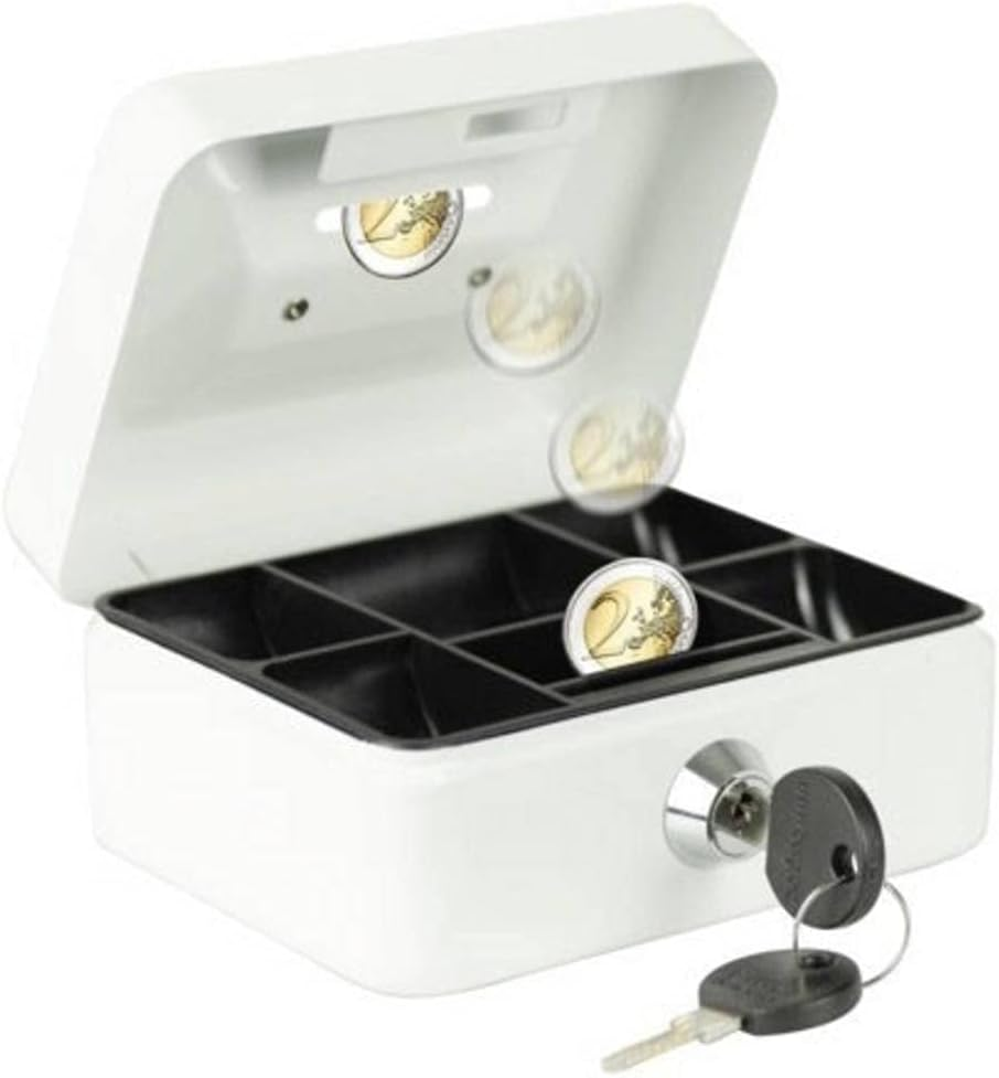 Burg-W&auml;chter Money 5012 Cash Box Lockable with Key, Slot and Cash Insert, Small, Sheet Steel, Blue