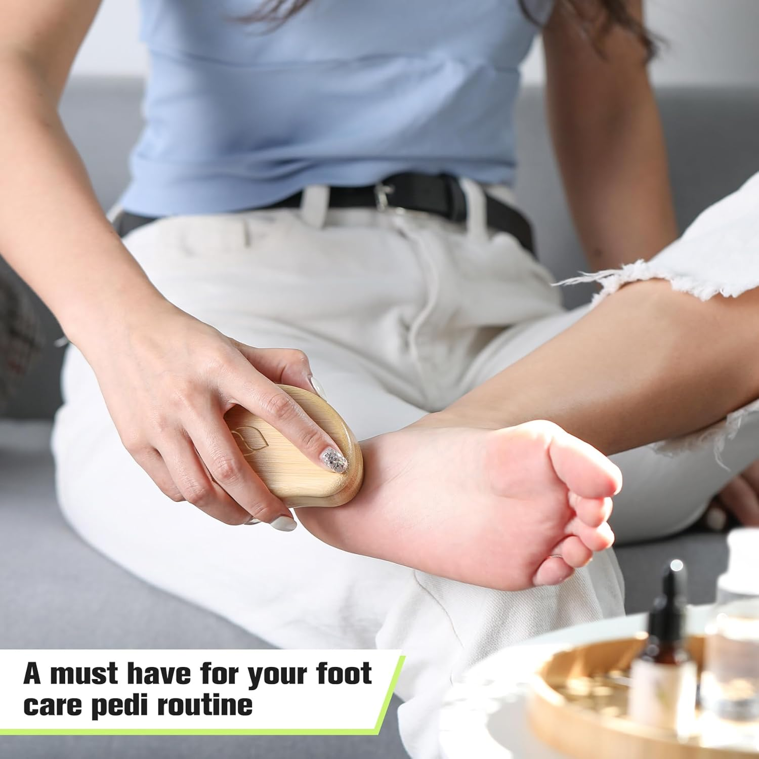 FERYES Glass Foot File Callus Remover with Bamboo Handle - Nano Glass Foot Scrubber for Dead Skin Pedicure File - Your Path to Silky, Smooth Feet image number 5