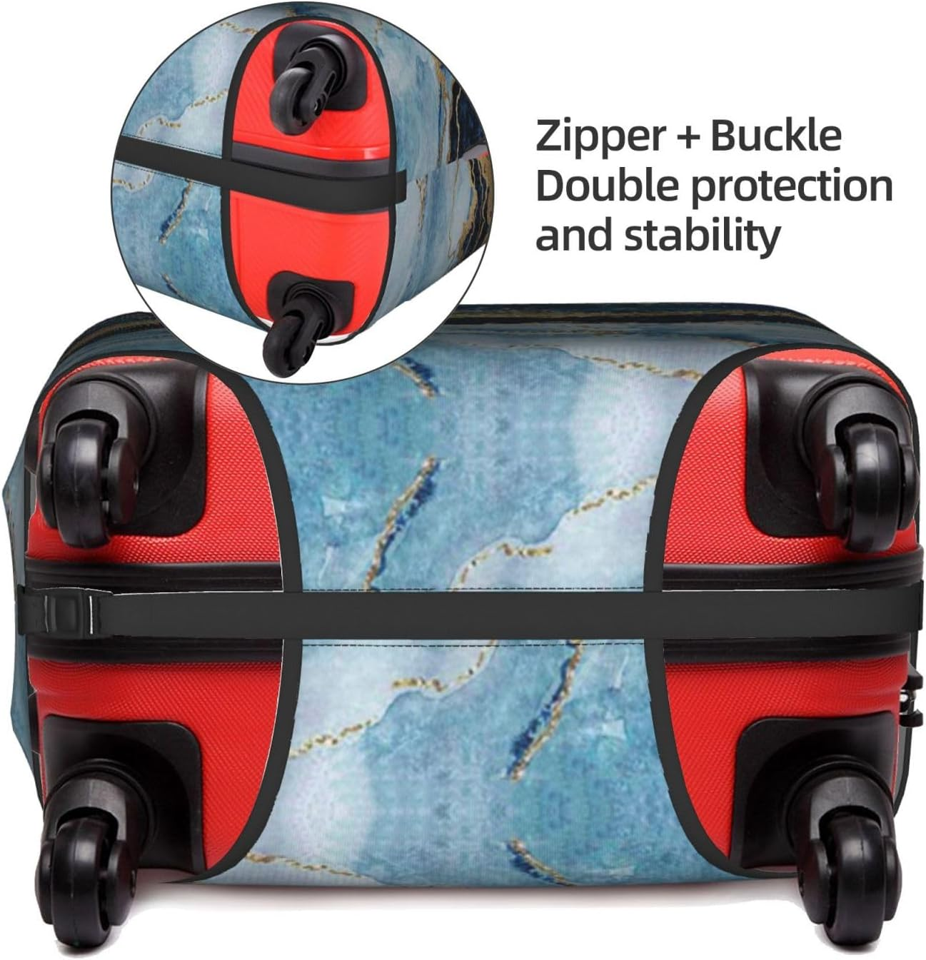 Obabo Grape Travel Luggage Cover,Washable Suitcase Cover Protector Anti-Scratch Suitcase Cover Fits 18-32 In, Marble Navy Blue Mixed, M image number 6