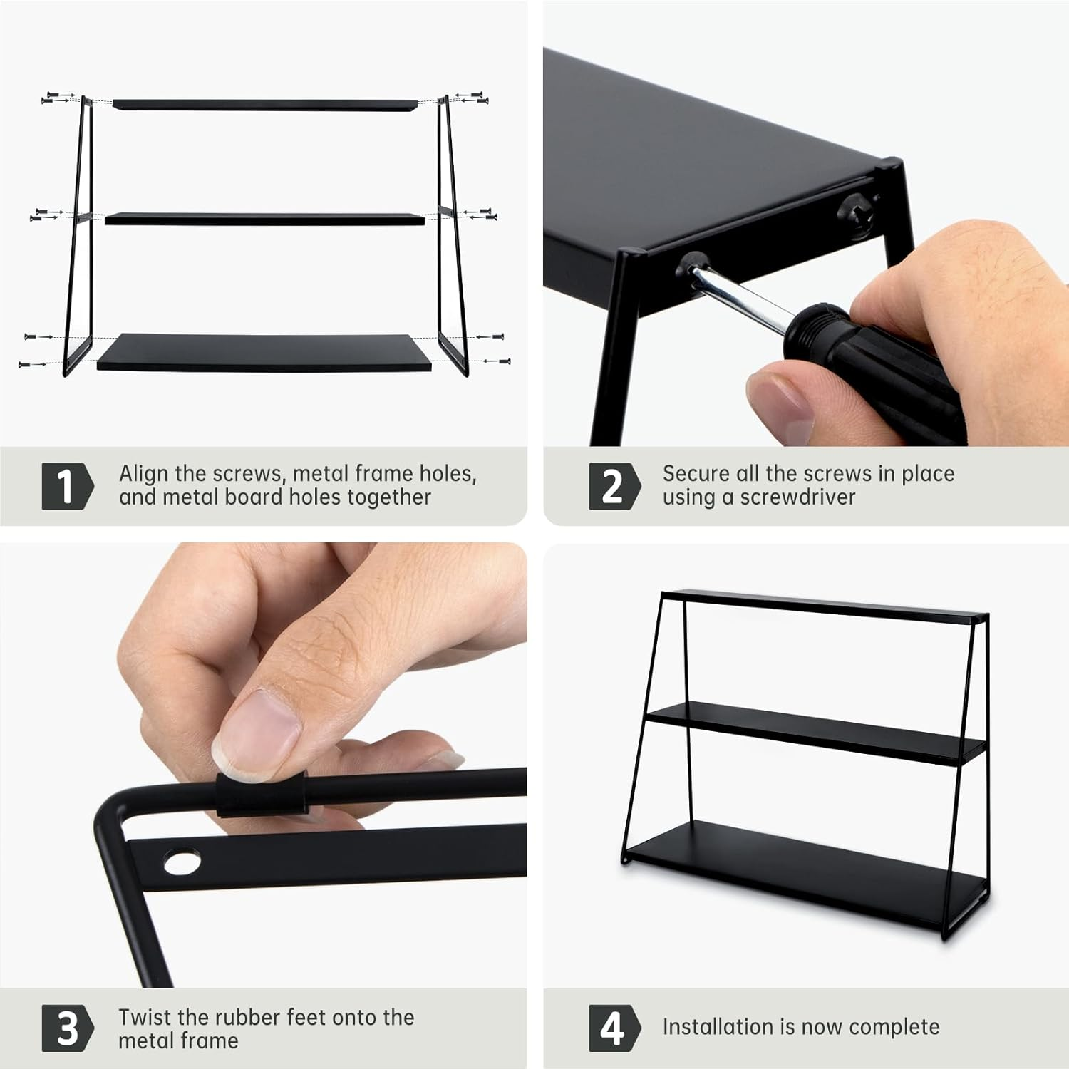 PUERSI Coffee Mug Holder, Mug Display Rack for Countertop, Metal Coffee Cup Holder, 3 Tier Mug Shelf for Coffee Bar, Coffee Station Accessories, Coffee Bar Organizer for Kitchen, Office, Home - Black image number 4