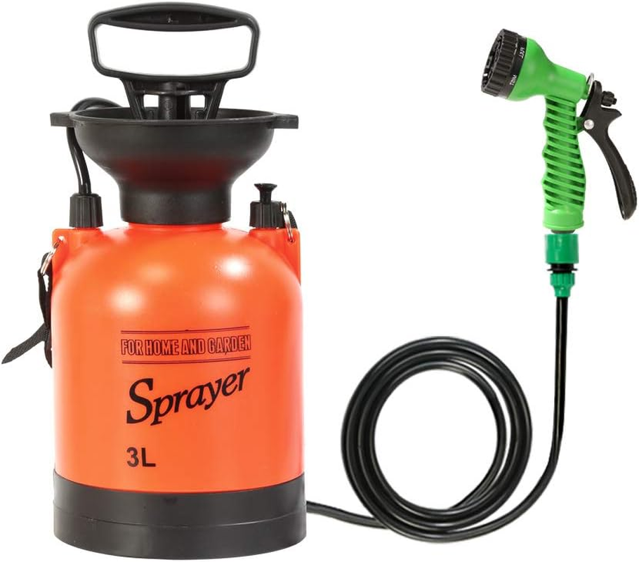CLICIC 0.52 Gallon Pressure Sprayer with 7 Spray Modes, Camping Shower with Removable Hose and Shower Head for Camping Outdoor Traveling Hiking and Pet Bath 2L