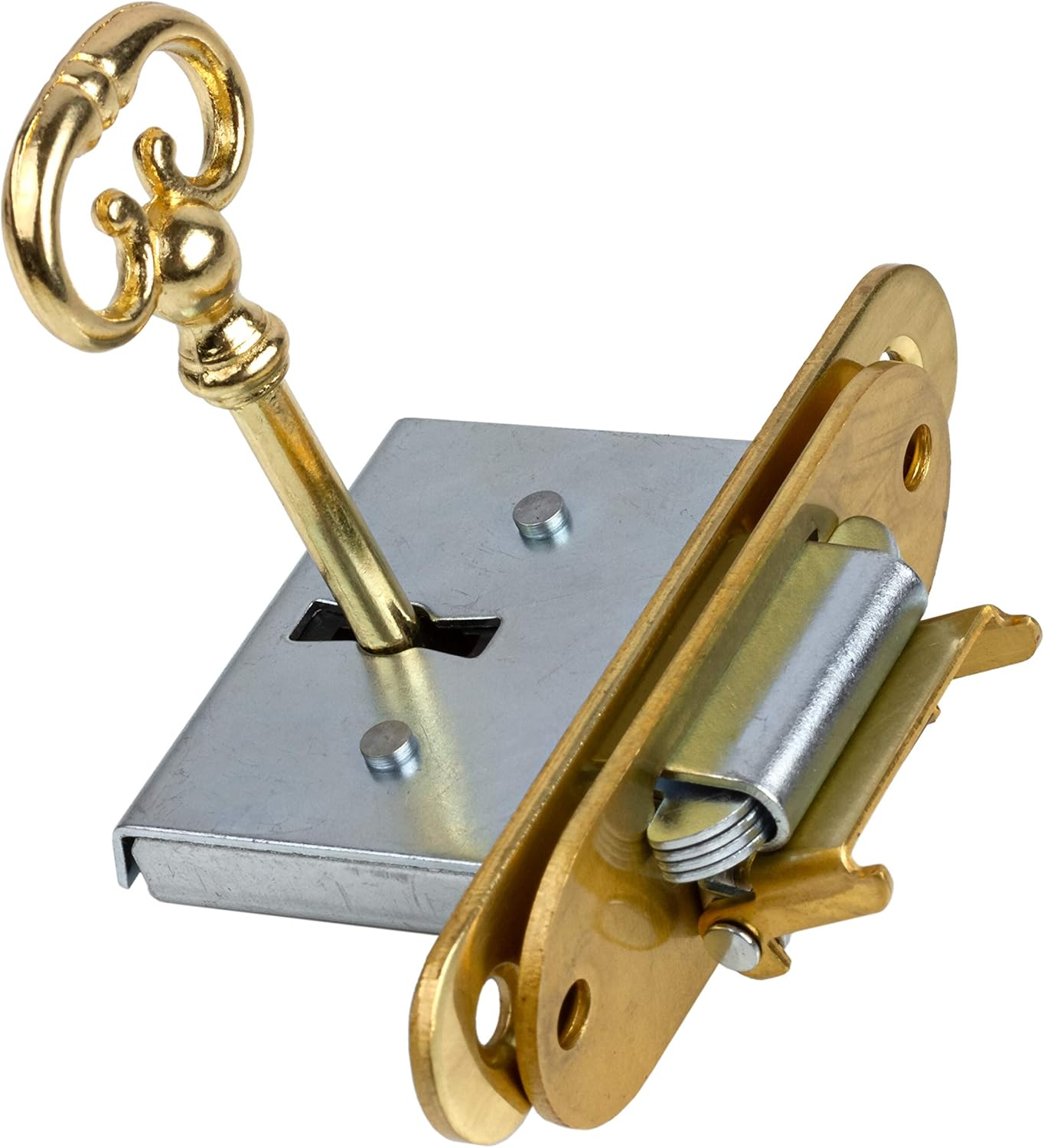 LRT-6 Brass Full Mortise round ROLL TOP Desk Lock & Skeleton Keys + Free Bonus (Skeleton Key Badge) image number 3