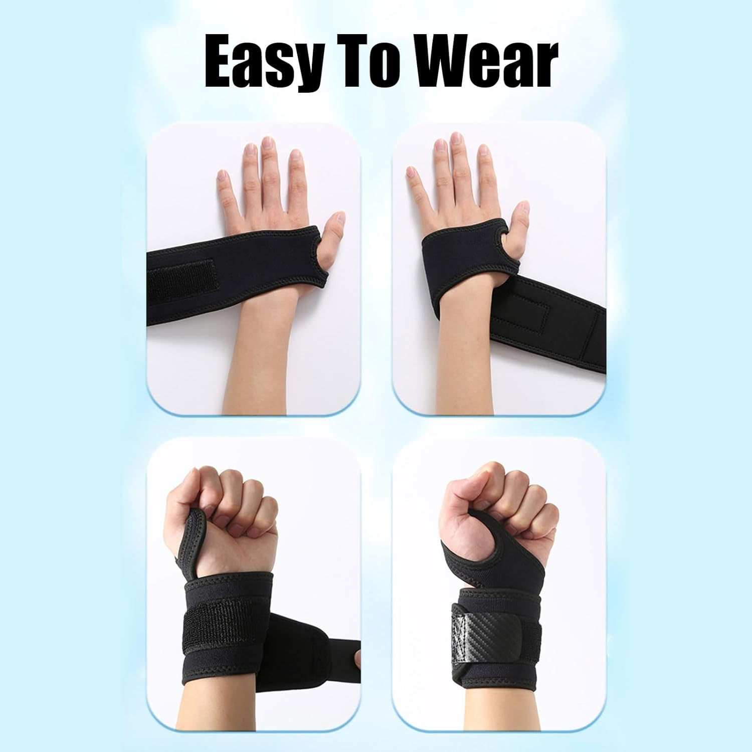 Checkzed Wrist Support Brace,Adjustable Wrist Band with Wrap Straps for Gym,Weightlifting,Tendonitis, Arthritis,Joint Pain Relief,Fits Right or Left Hand（1 Black）,Thumb Support,Carpal Tunnel