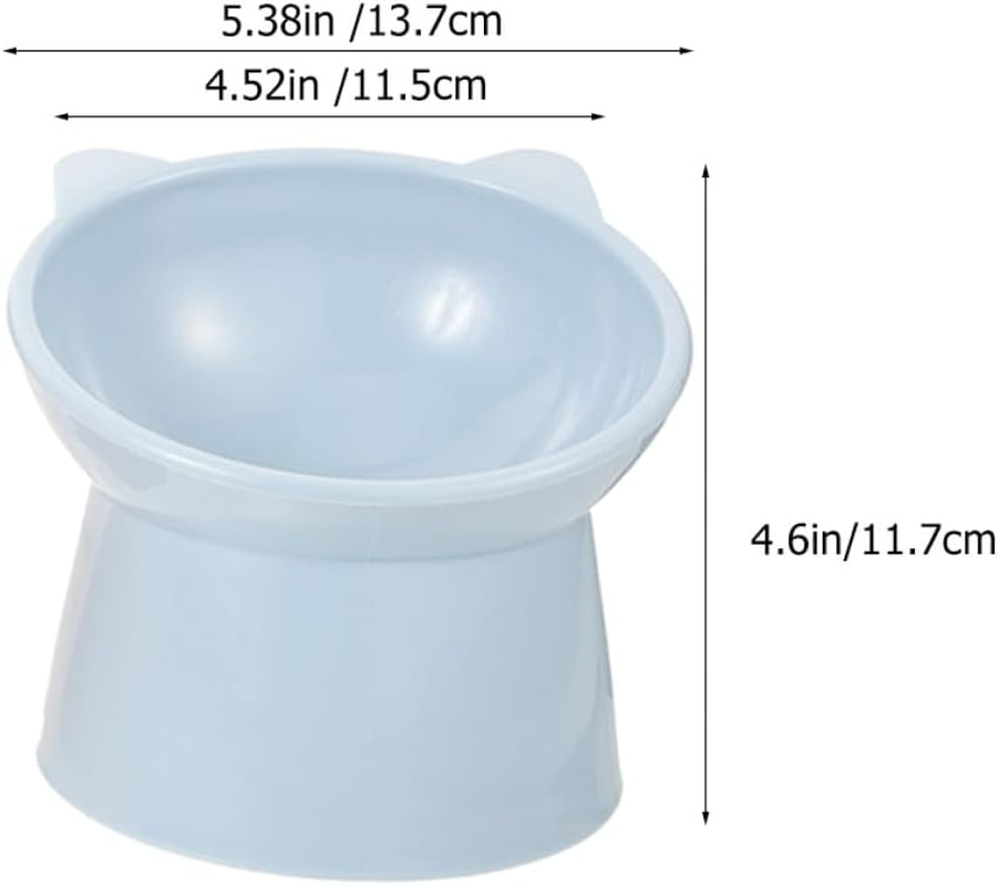 Gadpiparty 2Pcs Elevated Cat Feeding Bowls with Neck Guard, Raised Plastic Pet Bowls for Cats and Kittens, Anti-Spill Pink and Blue Compact Food Dishes for Daily Use