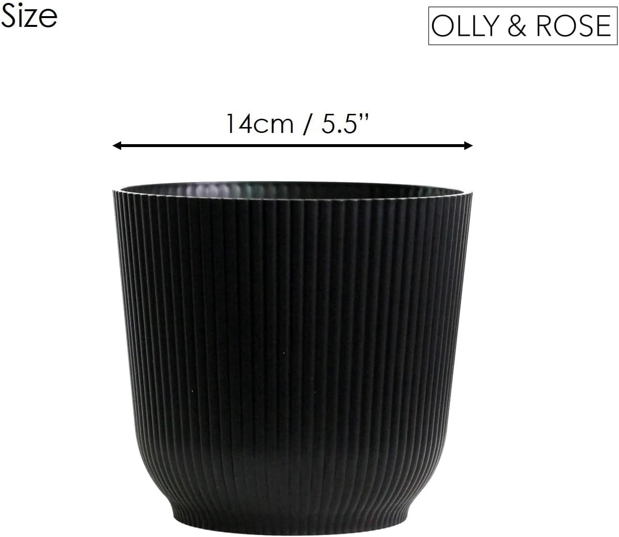 Olly & Rose Oxford Flower Pot Black Planters - Pack of 2 - Indoor Outdoor Flower Pot for Garden and Home