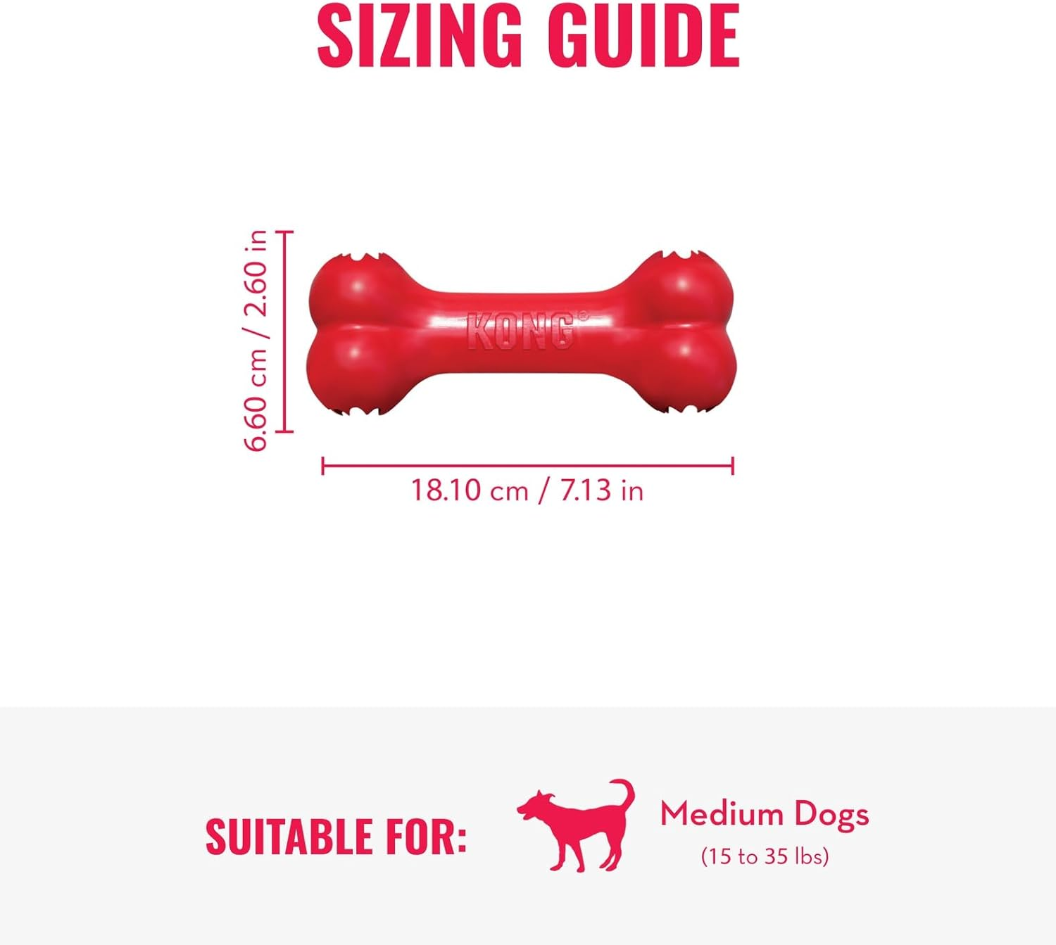 KONG - Goodie Bone - Durable Rubber, Teeth and Gum Cleaning Dog Toy - for Large Dogs