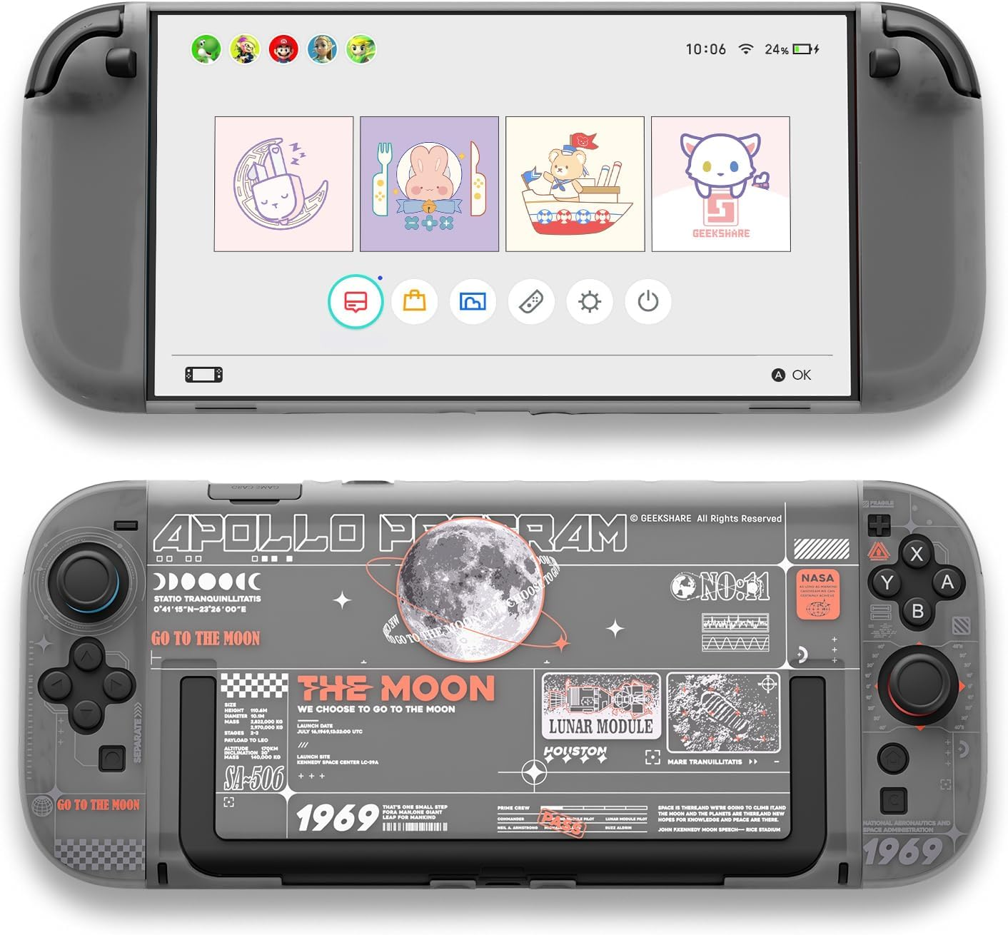 Geekshare Hard Case Compatible with Switch 2 (2025), Anti-Scratch Dockable Protective Cover for Switch 2 with Detachable Joy Con, the Moon(Frosted White)